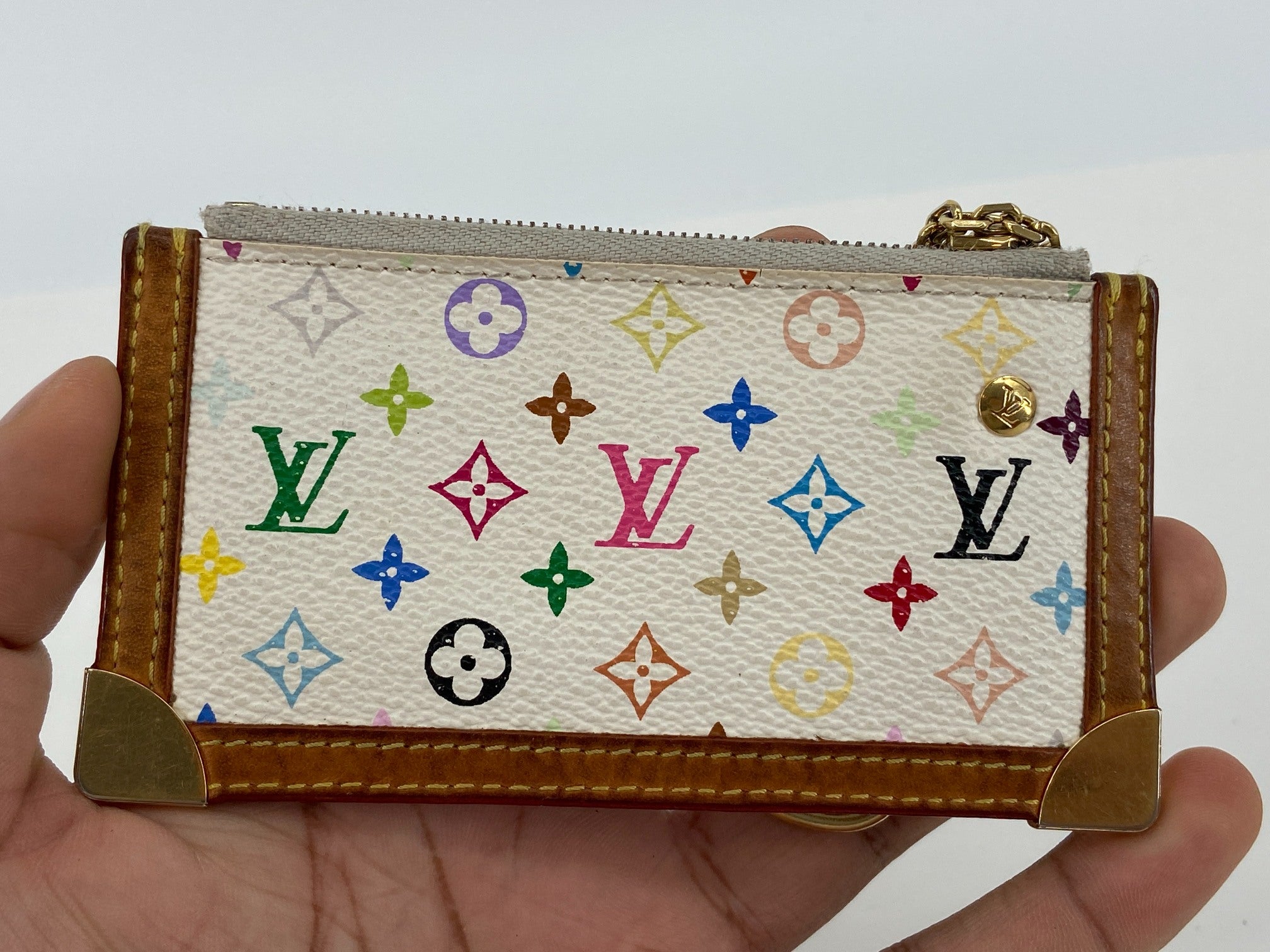 Louis Vuitton Pochette Cles Key Pouch Murakami Multicolor White incl. Box