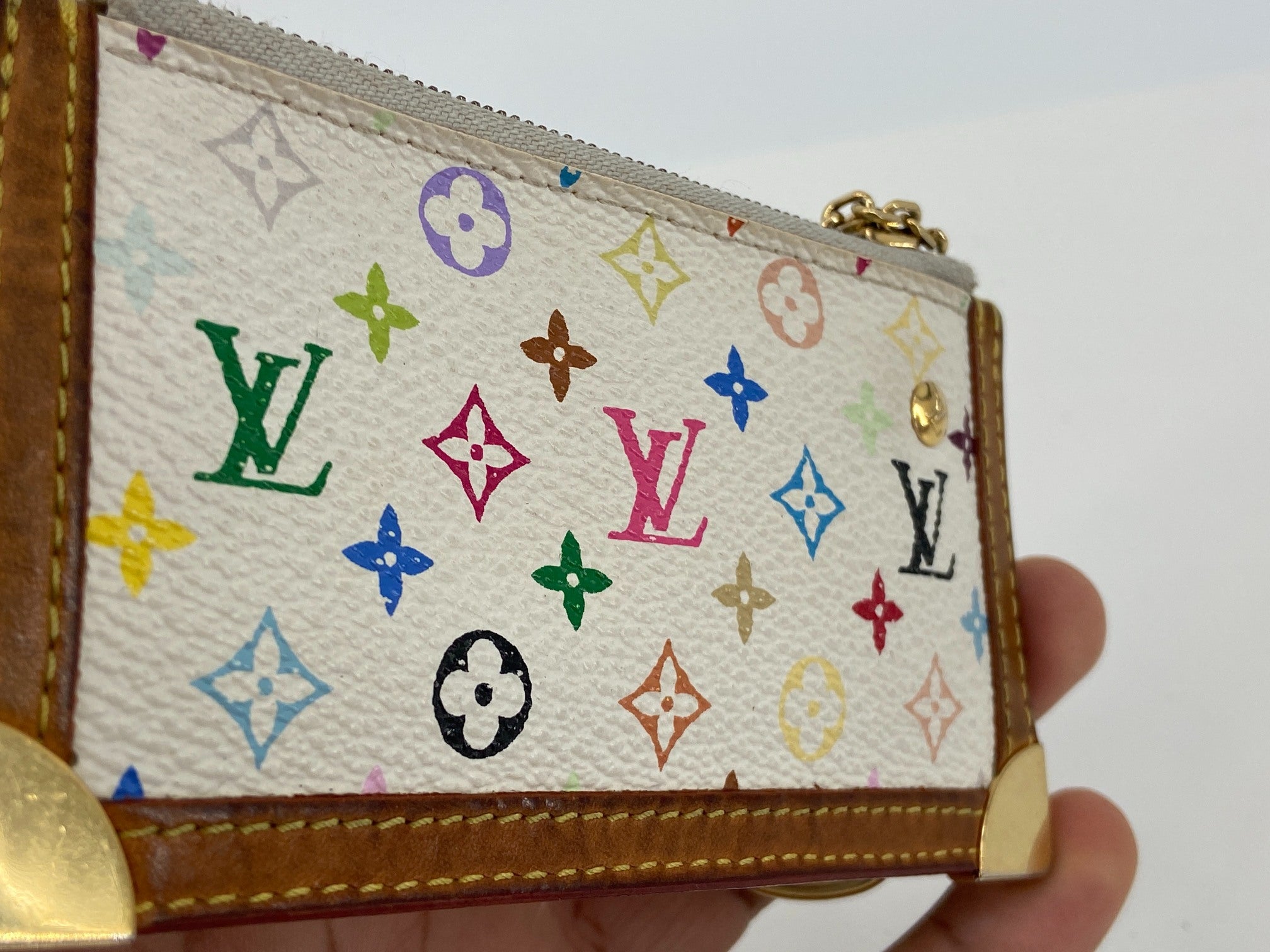 Louis Vuitton Pochette Cles Key Pouch Murakami Multicolor White incl. Box