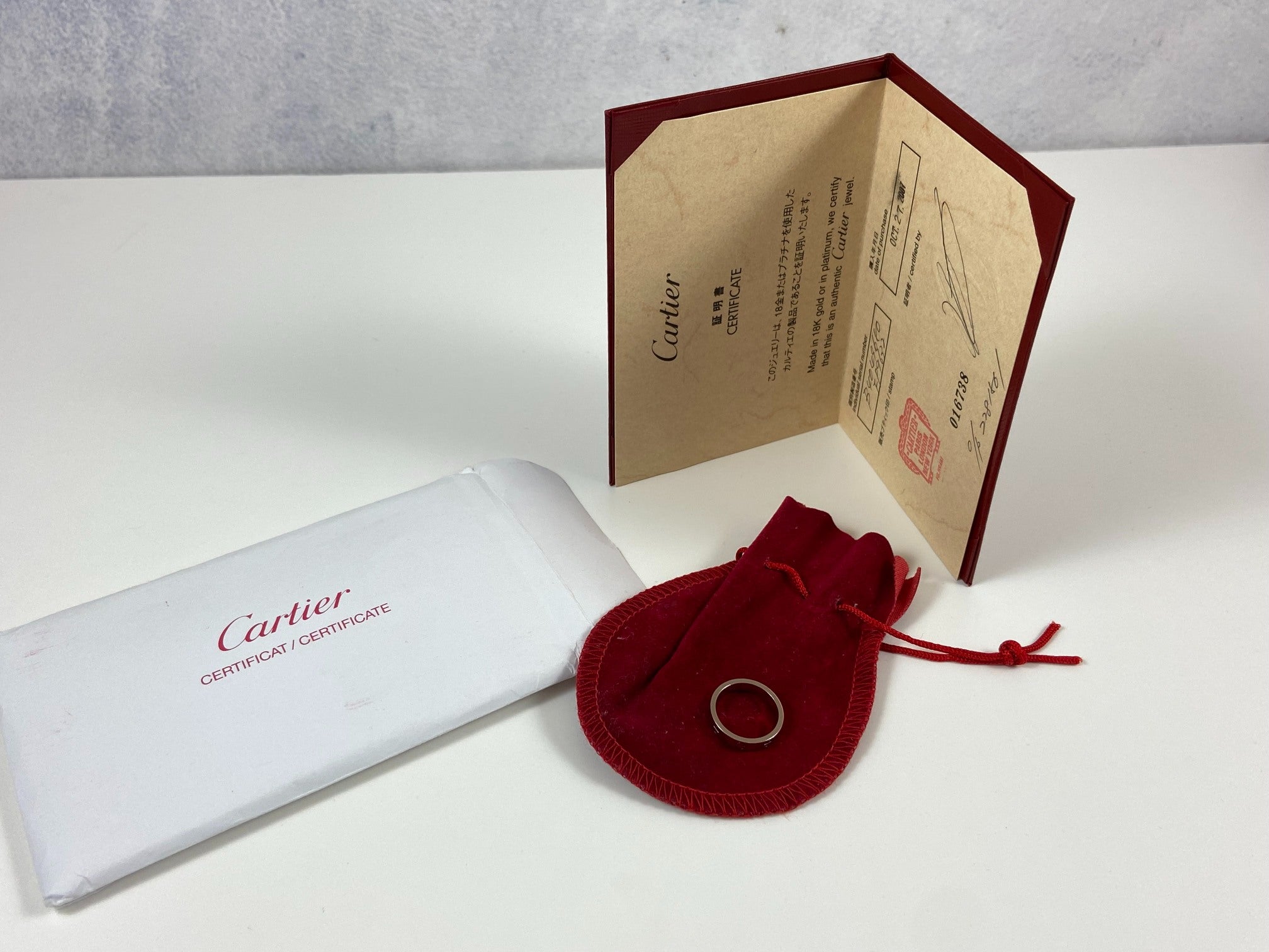 Cartier Love Ring White Gold Size 50 Full Set