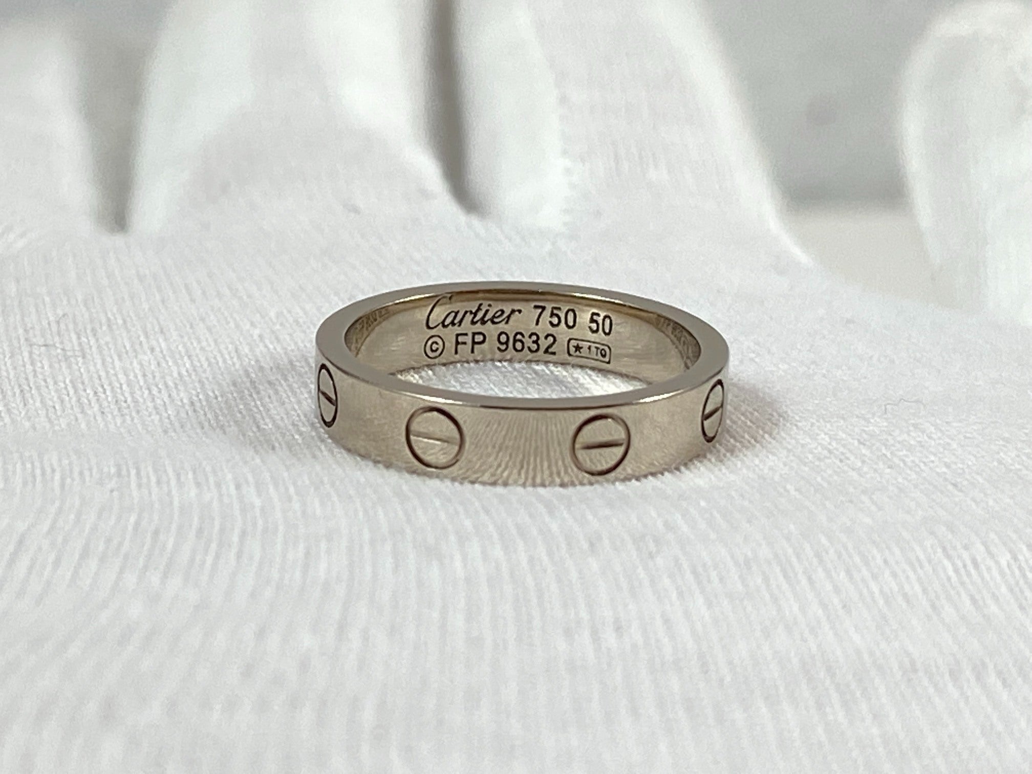 Cartier Love Ring White Gold Size 50 Full Set