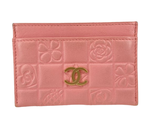 Chanel Cardholder Pink Leather full set