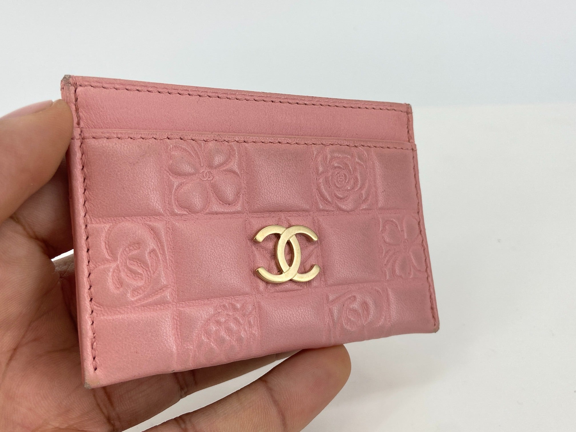 Chanel Cardholder Pink Leather full set