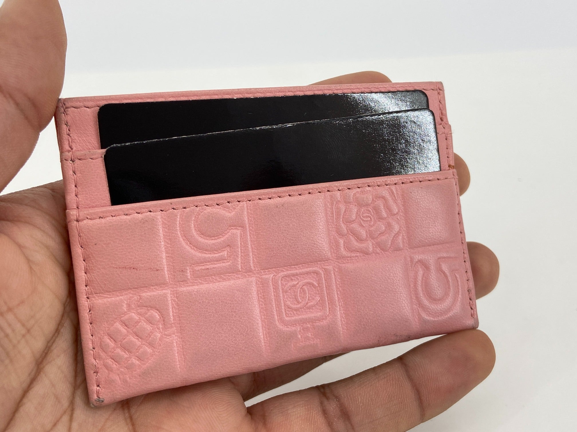 Chanel Cardholder Pink Leather full set