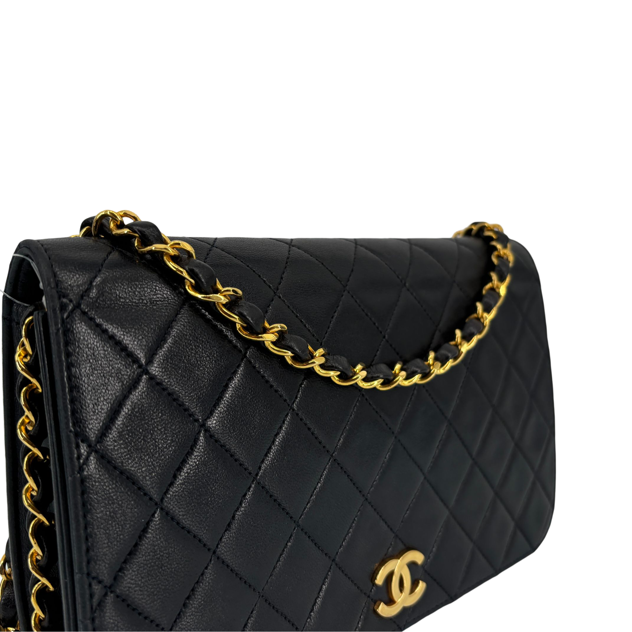 Chanel Full Flap Bag Push-Lock Dark Navy Matelassé Leather incl. Dustbag