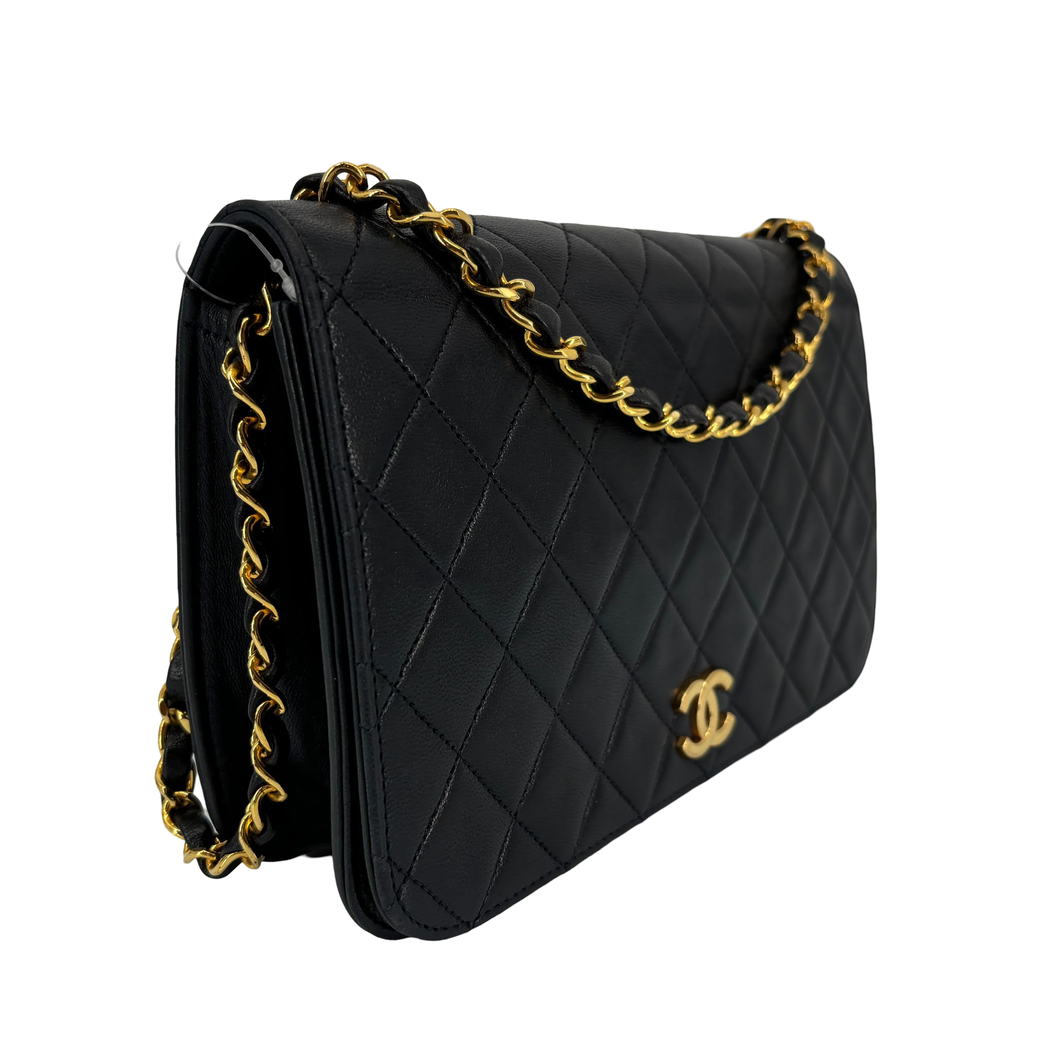 Chanel Full Flap Bag Push-Lock Dark Navy Matelassé Leather incl. Dustbag