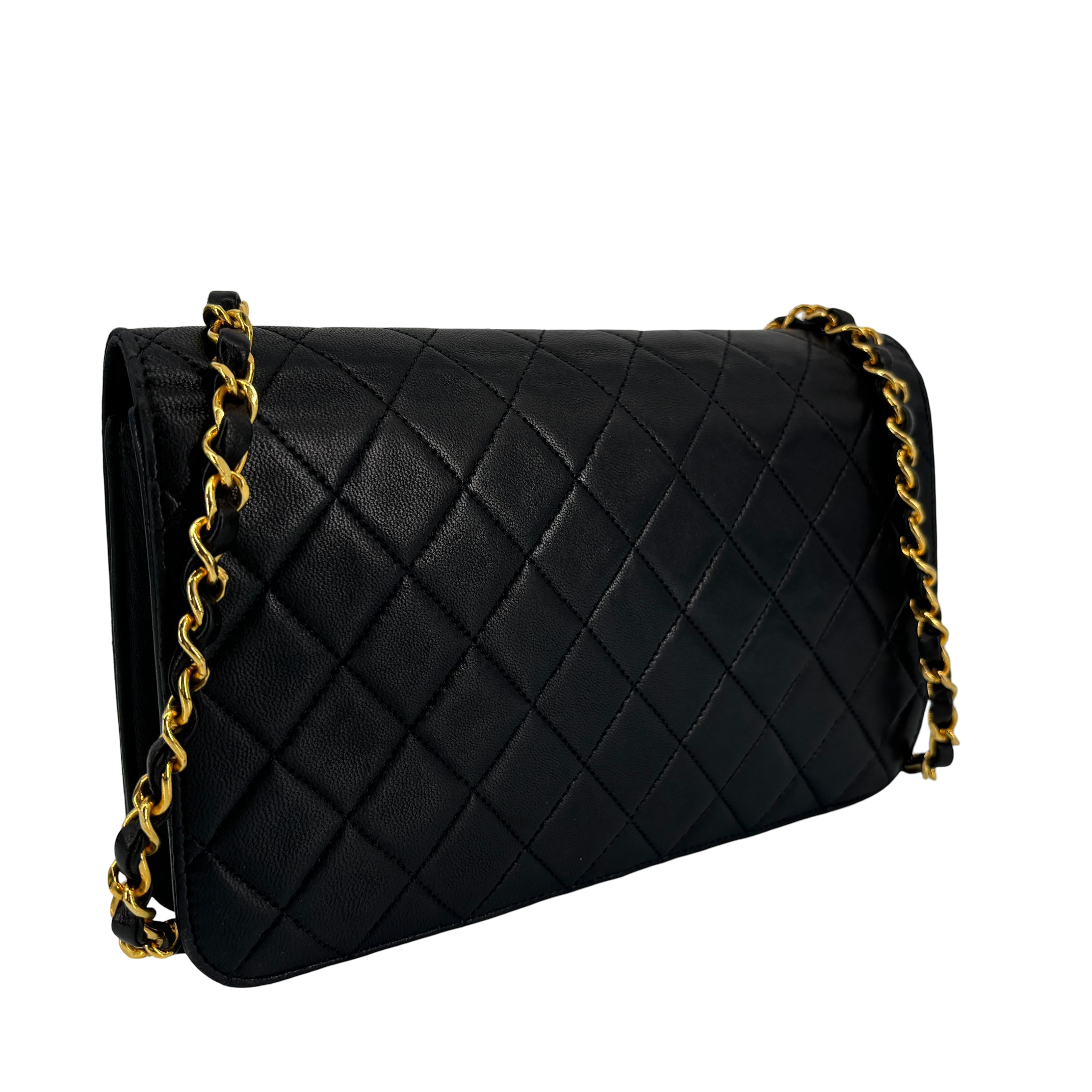 Chanel Full Flap Bag Push-Lock Dark Navy Matelassé Leather incl. Dustbag