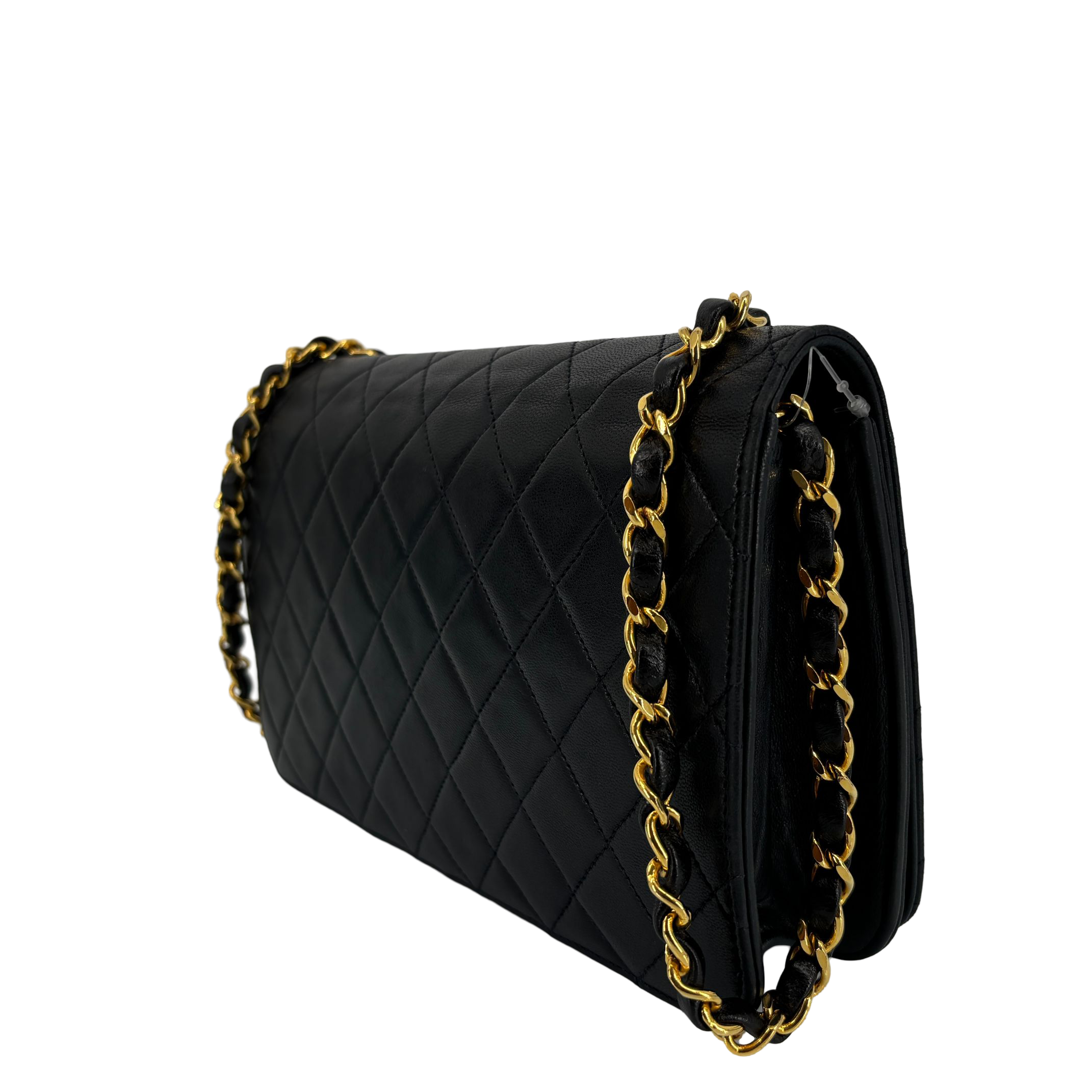 Chanel Full Flap Bag Push-Lock Dark Navy Matelassé Leather incl. Dustbag