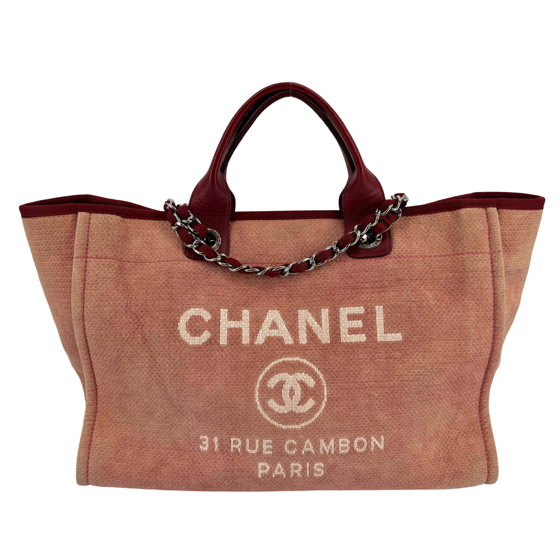 Chanel Deauville GM Hand / Tote Bag Red