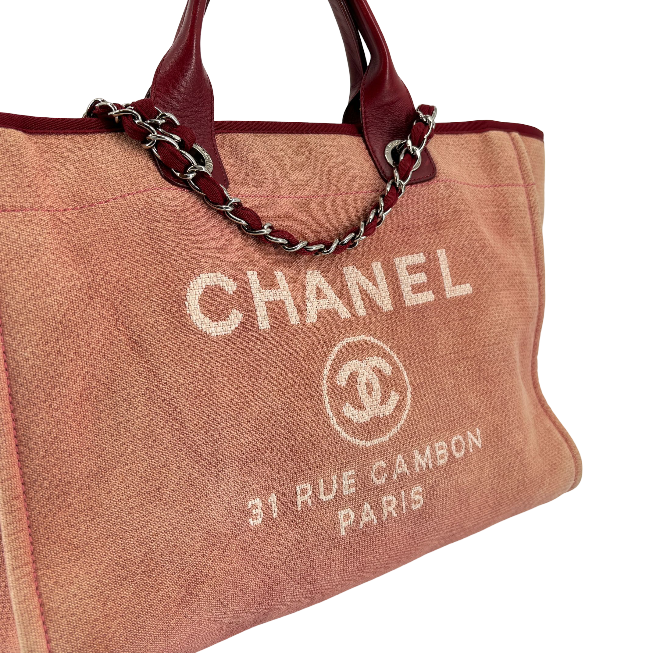 Chanel Deauville GM Hand / Tote Bag Red