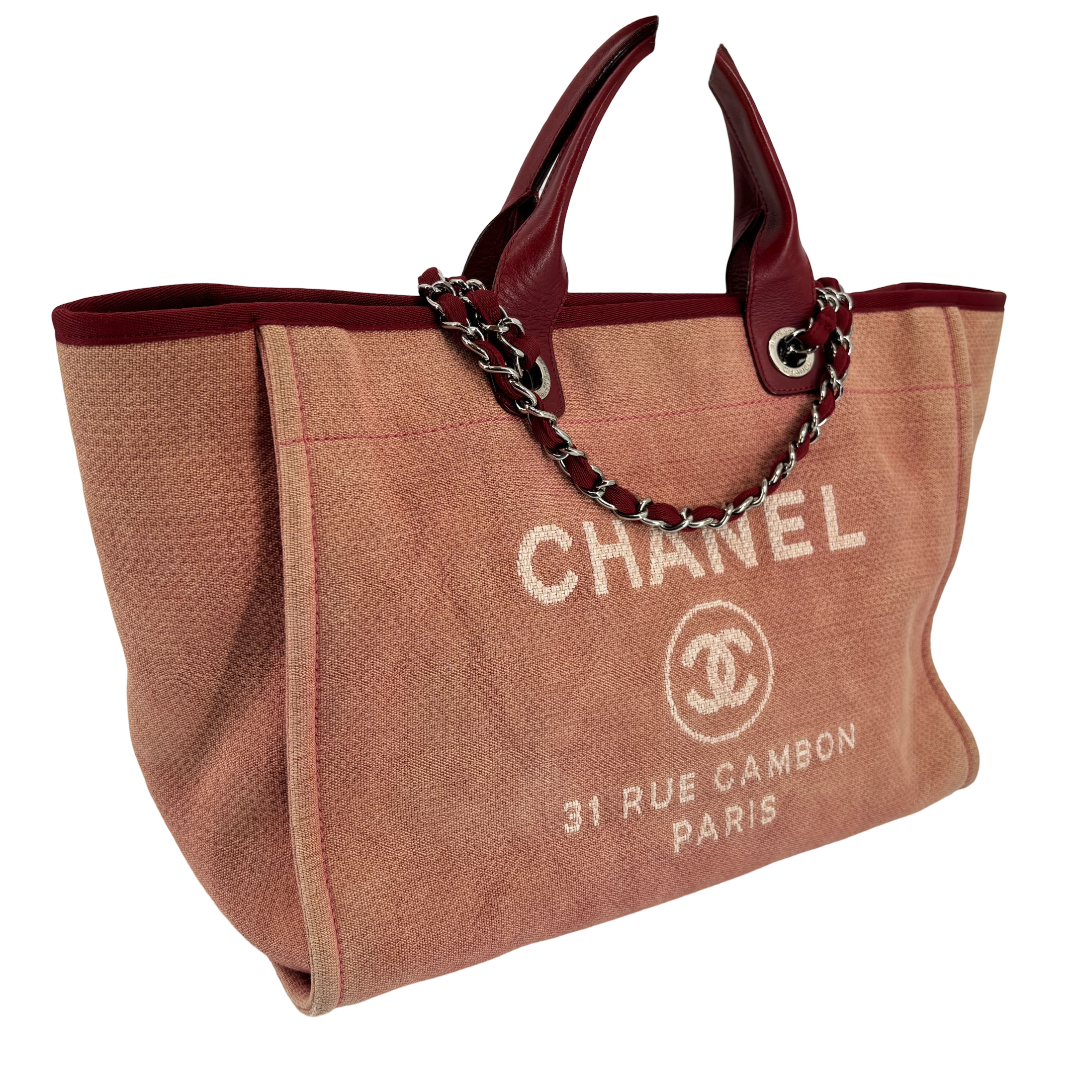 Chanel Deauville GM Hand / Tote Bag Red