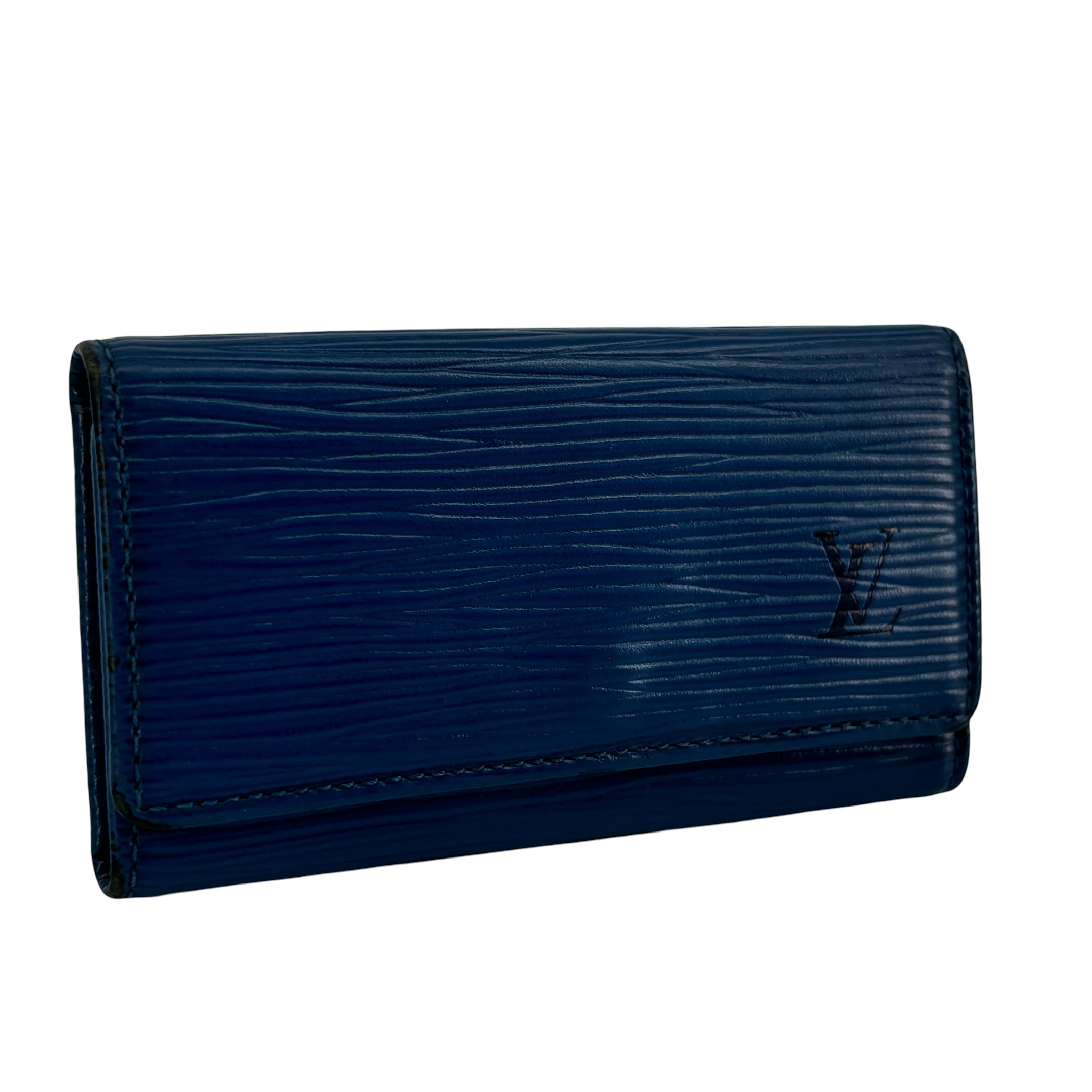 Louis Vuitton 4 Key Holder Blue Epi Leather