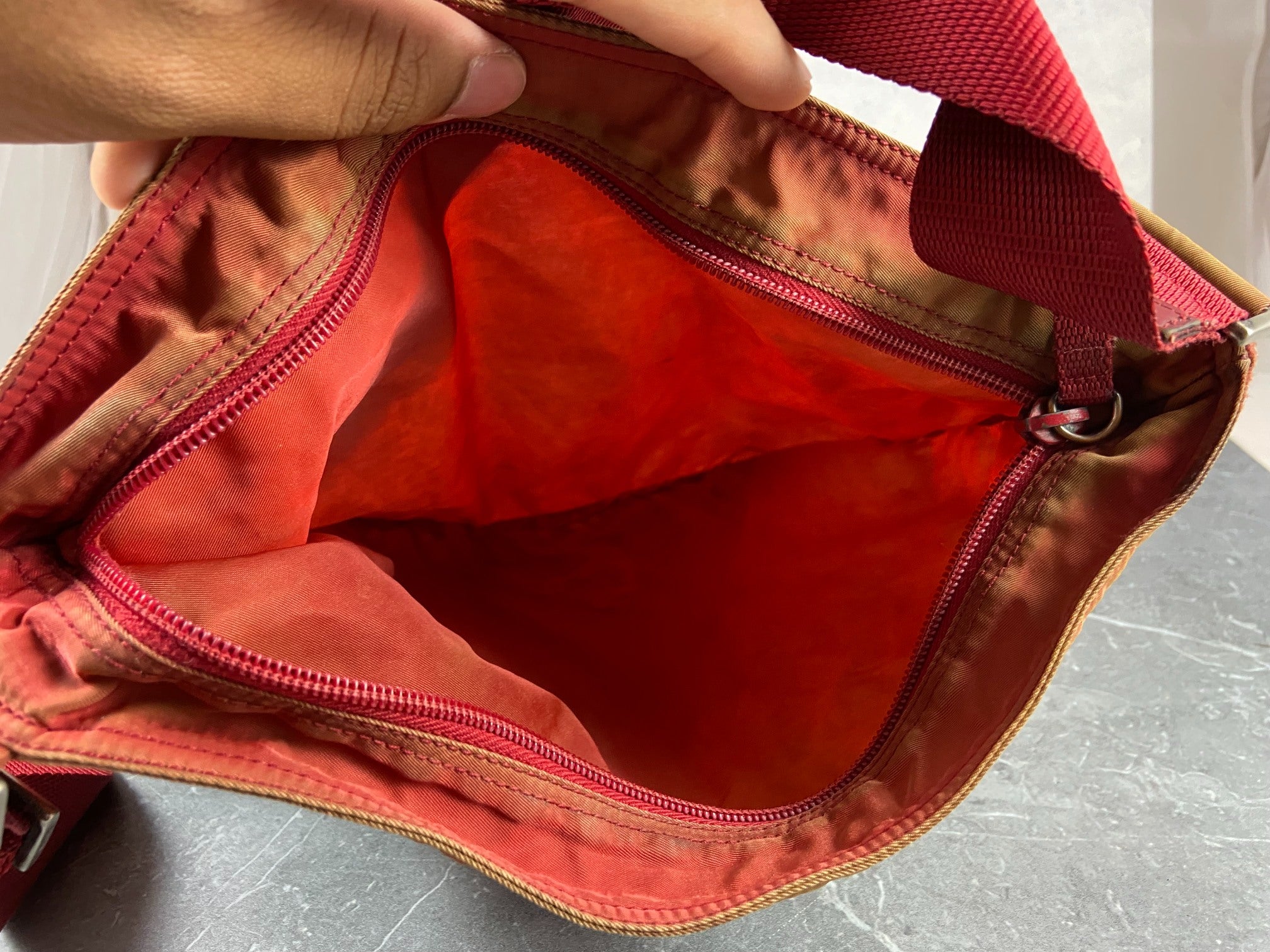 Prada Nylon Shoulder / Messenger Bag Red