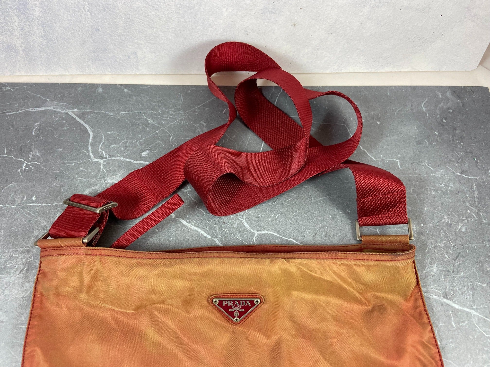 Prada Nylon Shoulder / Messenger Bag Red