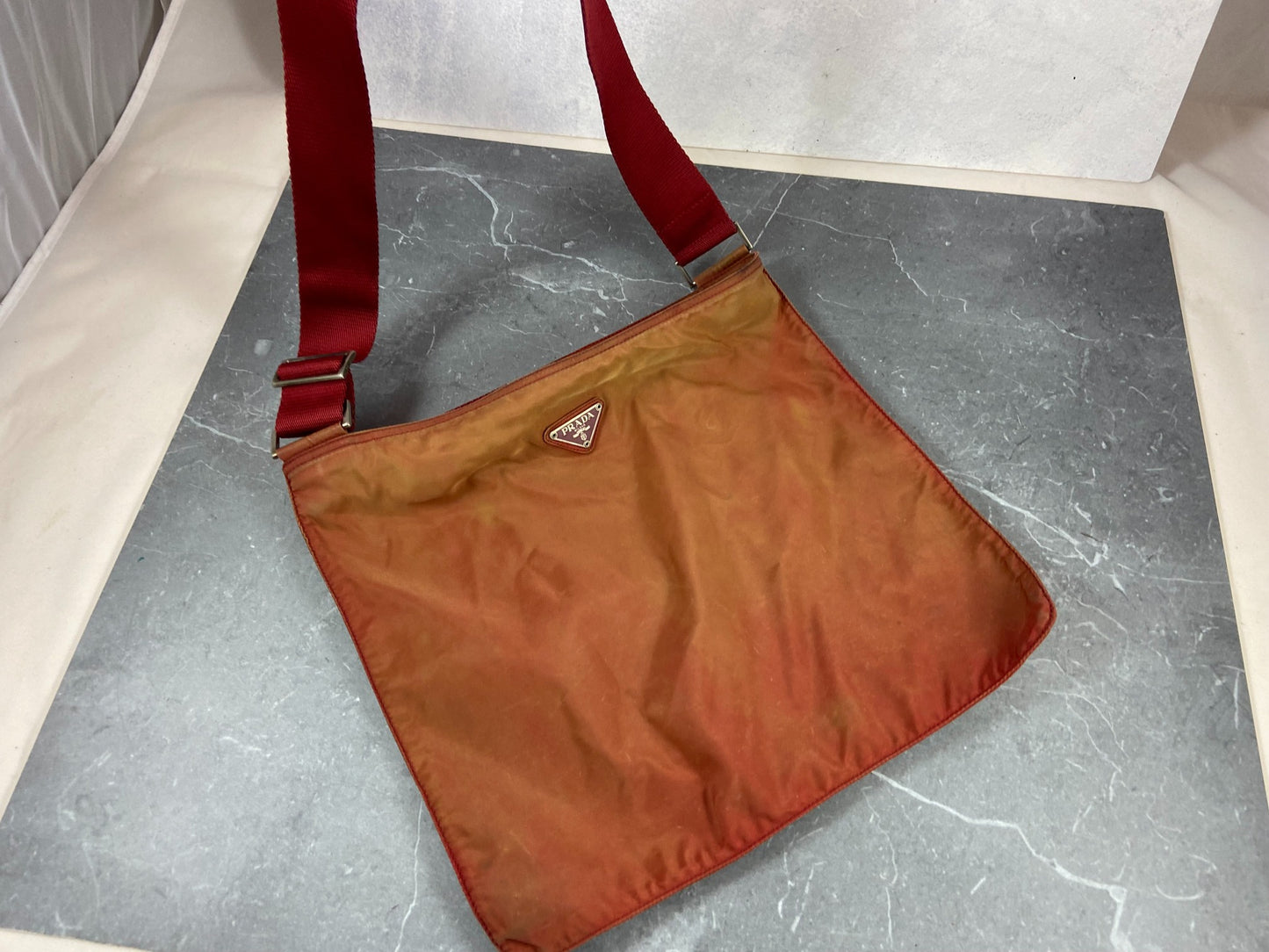Prada Nylon Shoulder / Messenger Bag Red