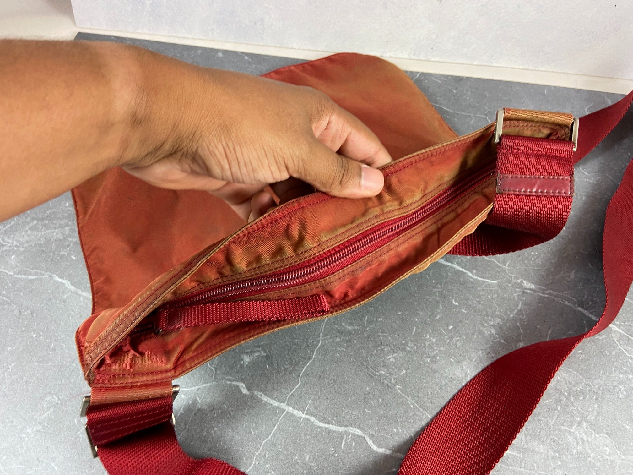 Prada Nylon Shoulder / Messenger Bag Red