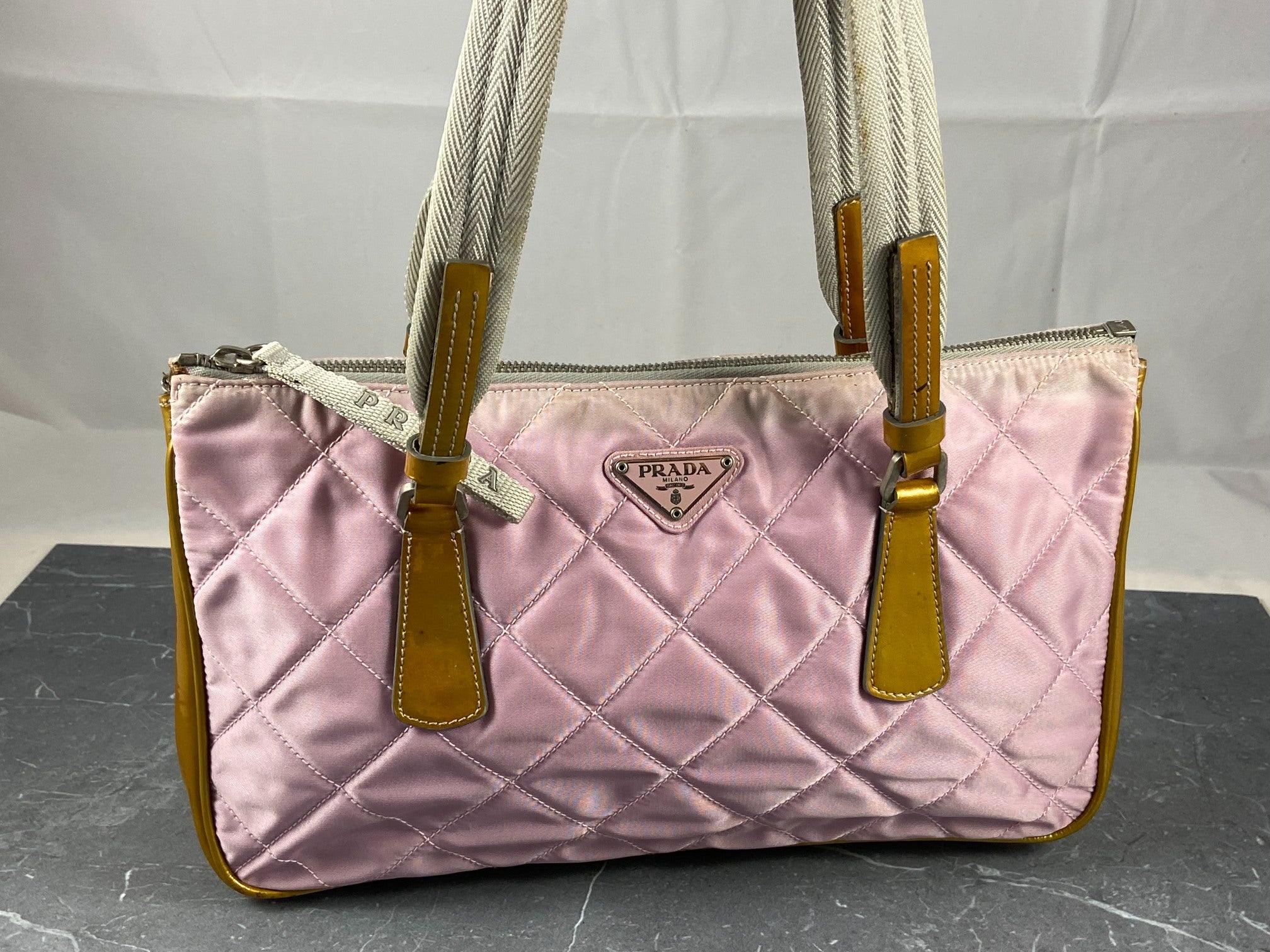 Prada Quilted Tessuto Nylon Hand / Tote Bag Pink