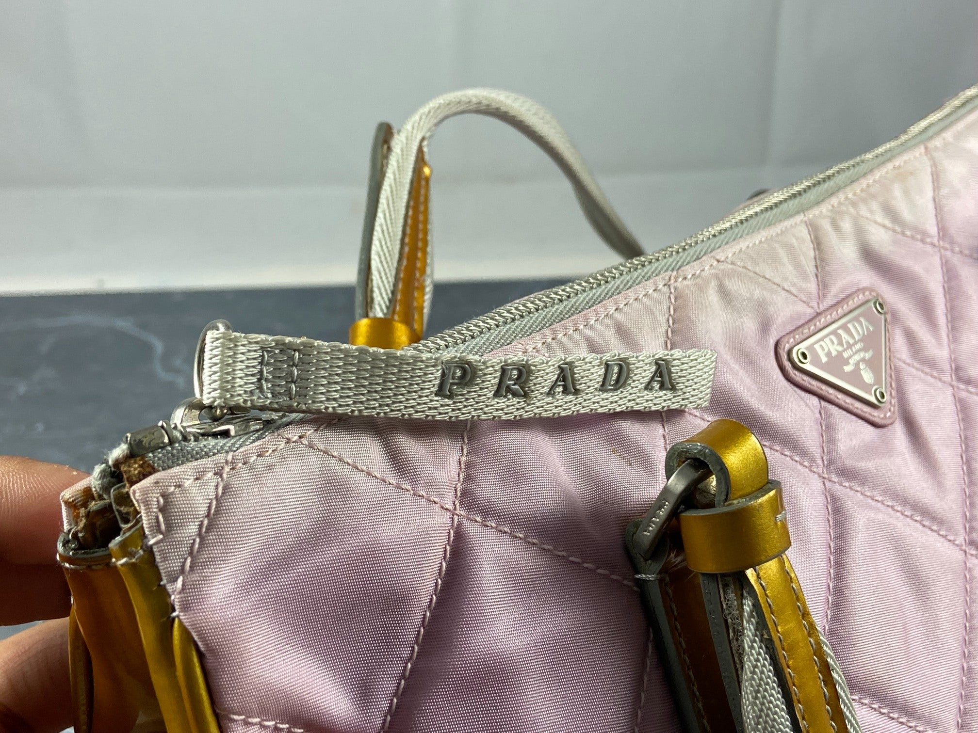 Prada Quilted Tessuto Nylon Hand / Tote Bag Pink