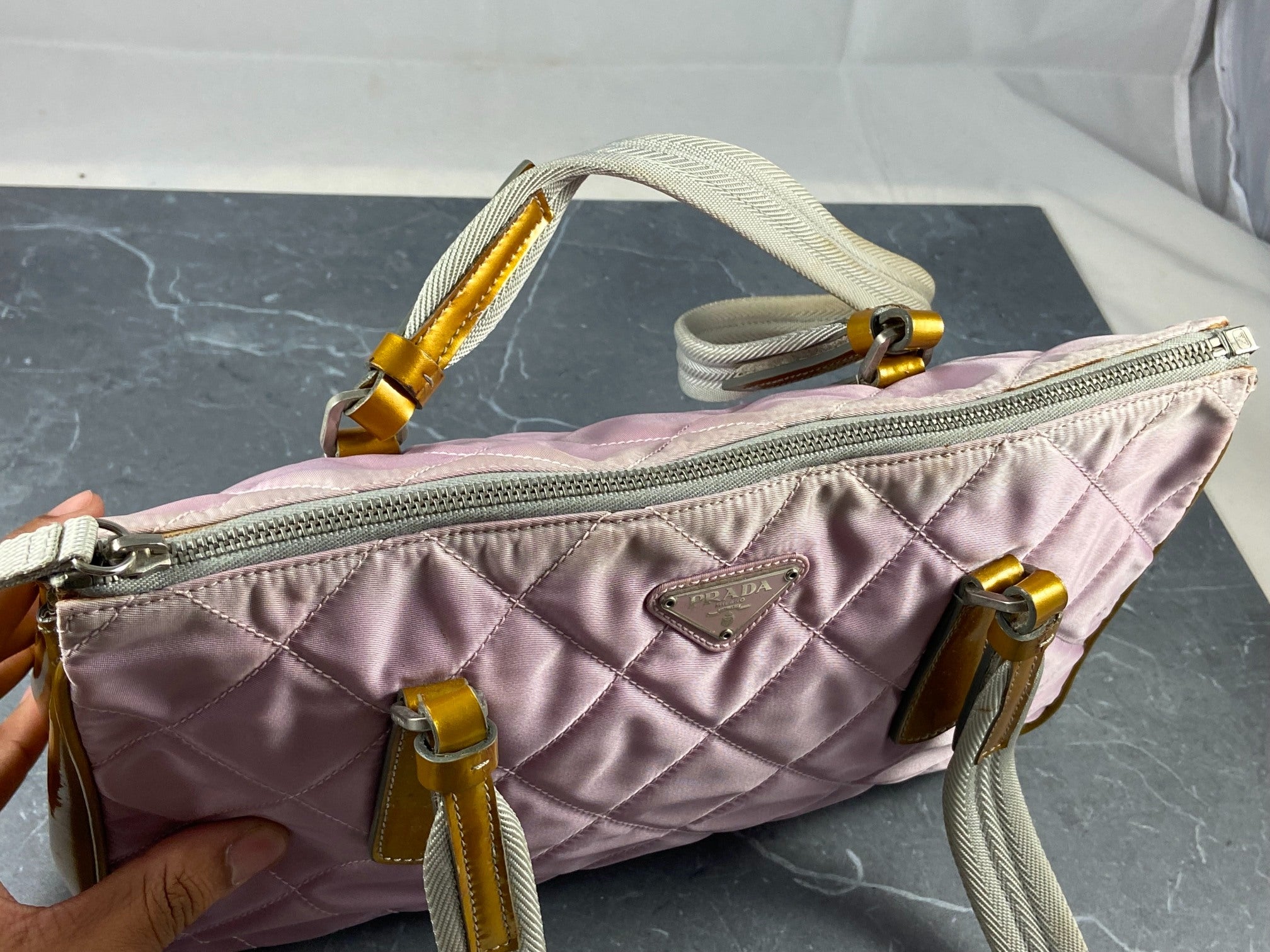 Prada Quilted Tessuto Nylon Hand / Tote Bag Pink