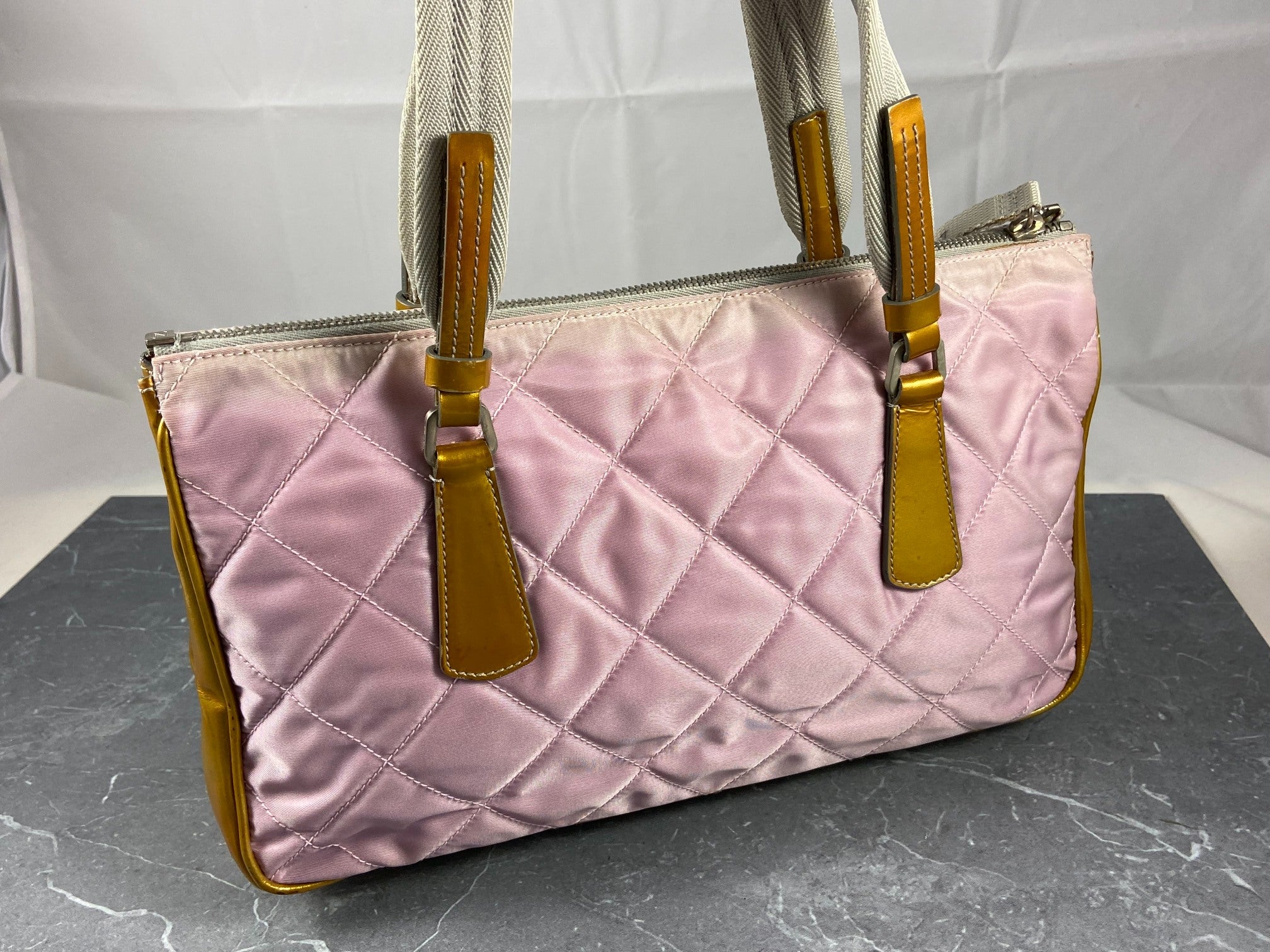 Prada Quilted Tessuto Nylon Hand / Tote Bag Pink