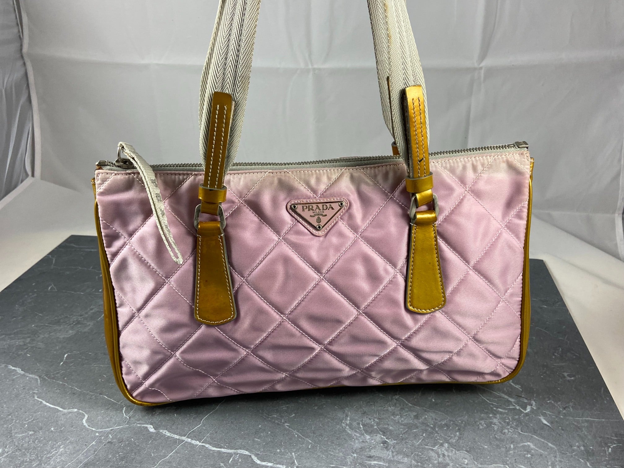 Prada Quilted Tessuto Nylon Hand / Tote Bag Pink