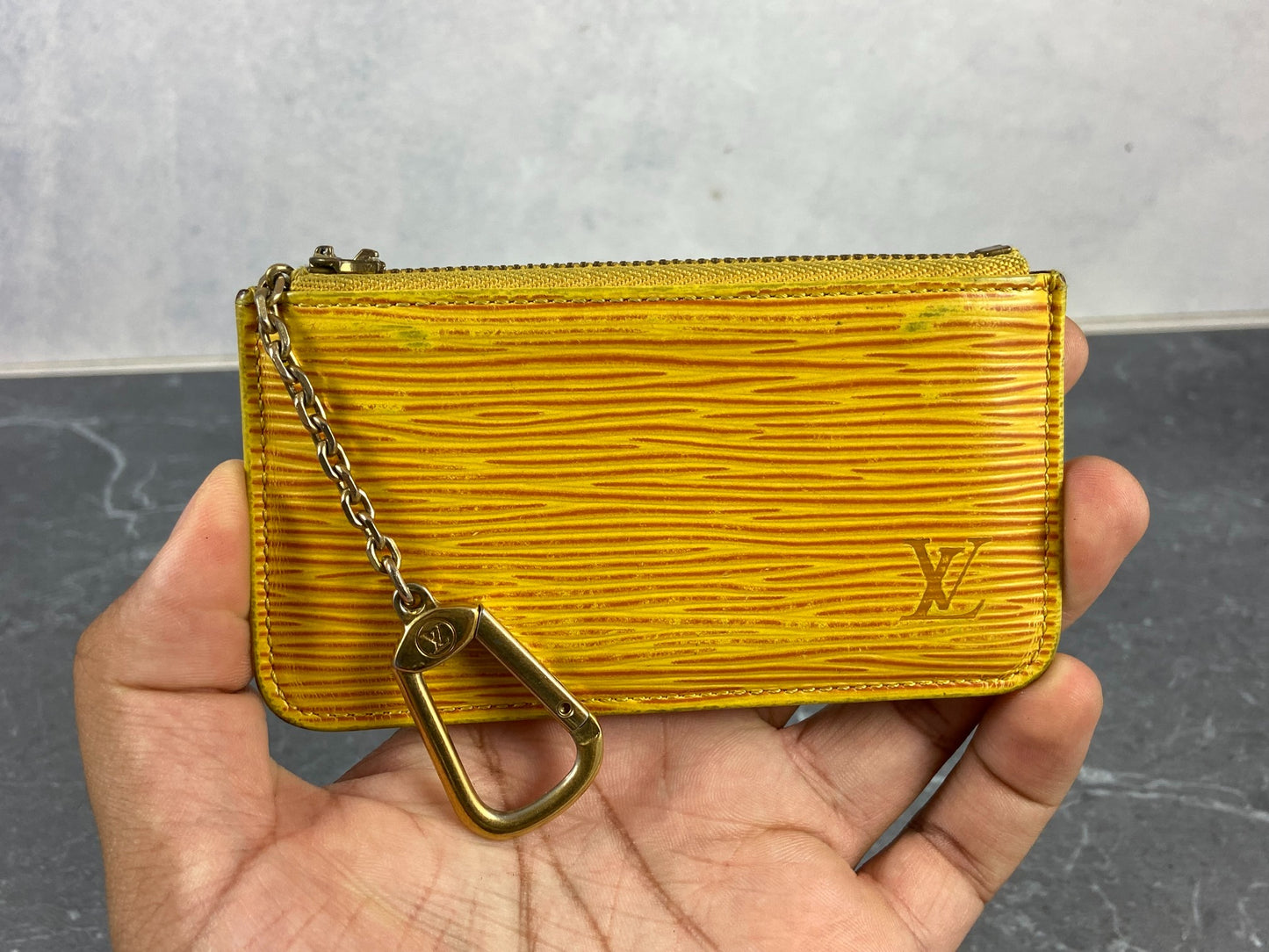 Louis Vuitton Pochette Cles Key Pouch Yellow Epi Leather