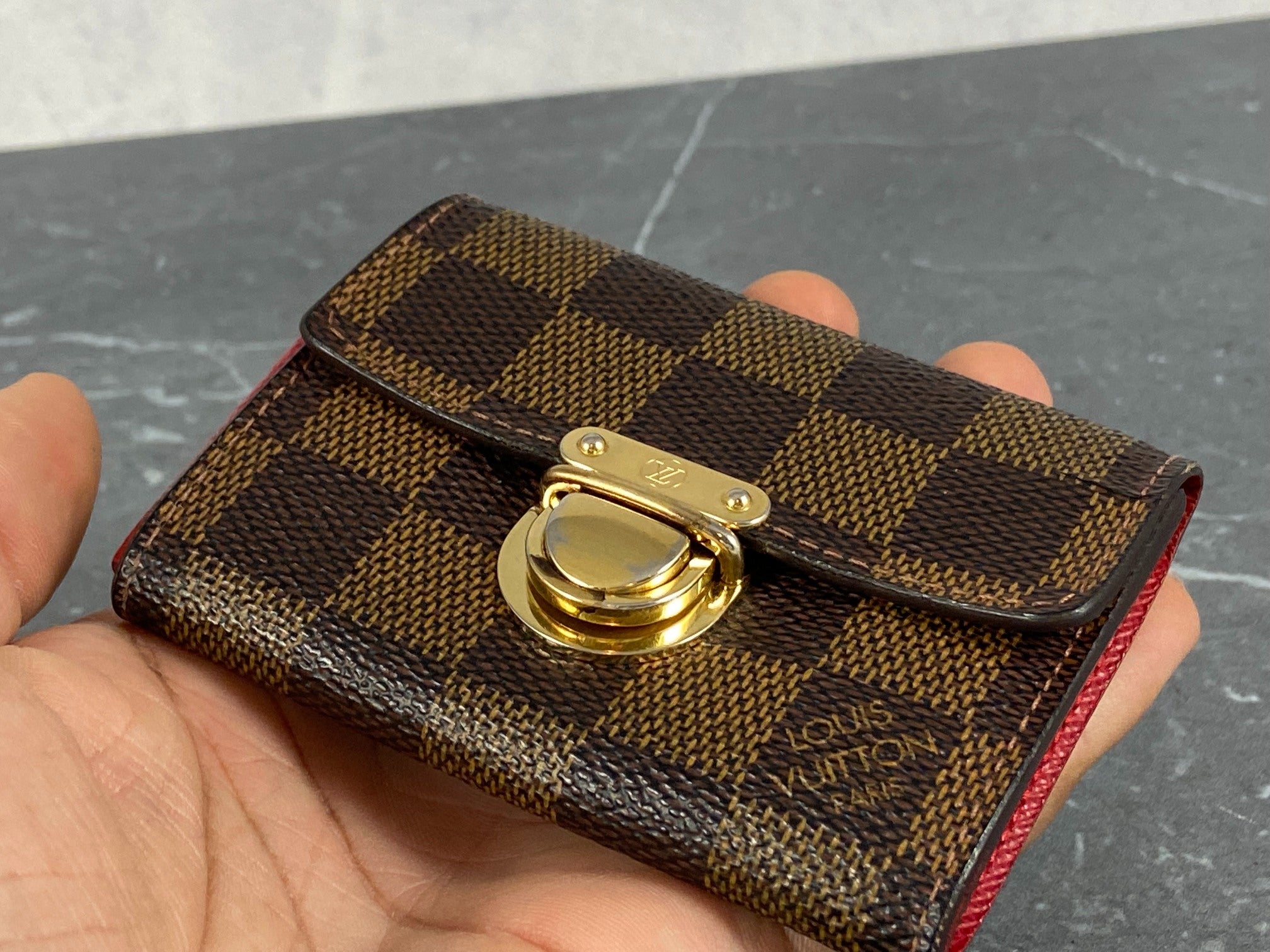 Louis Vuitton Small Wallet / Card Case Damier Ebene Canvas