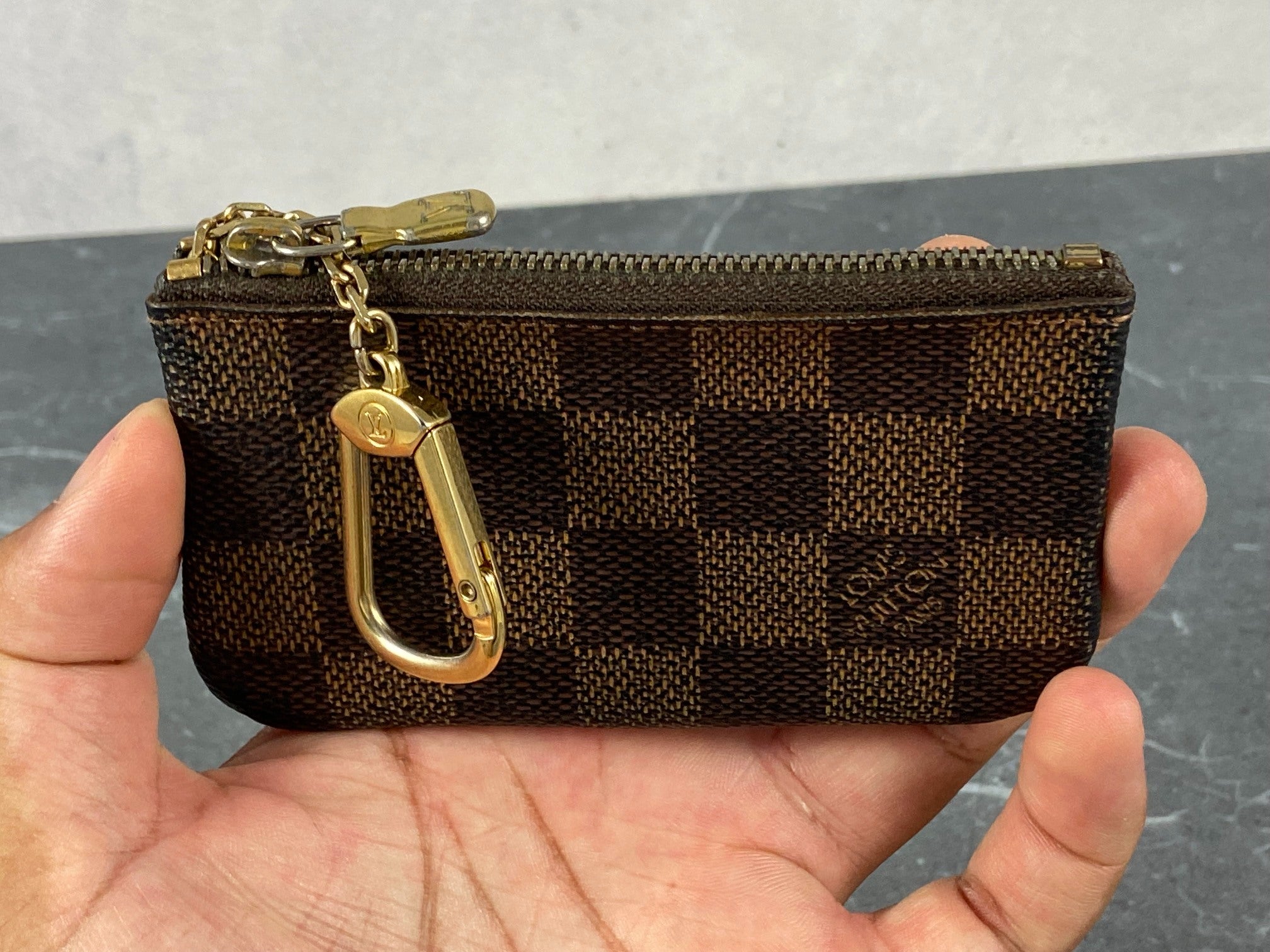 Louis Vuitton Pochette Cles Key Pouch Damier Ebene Canvas