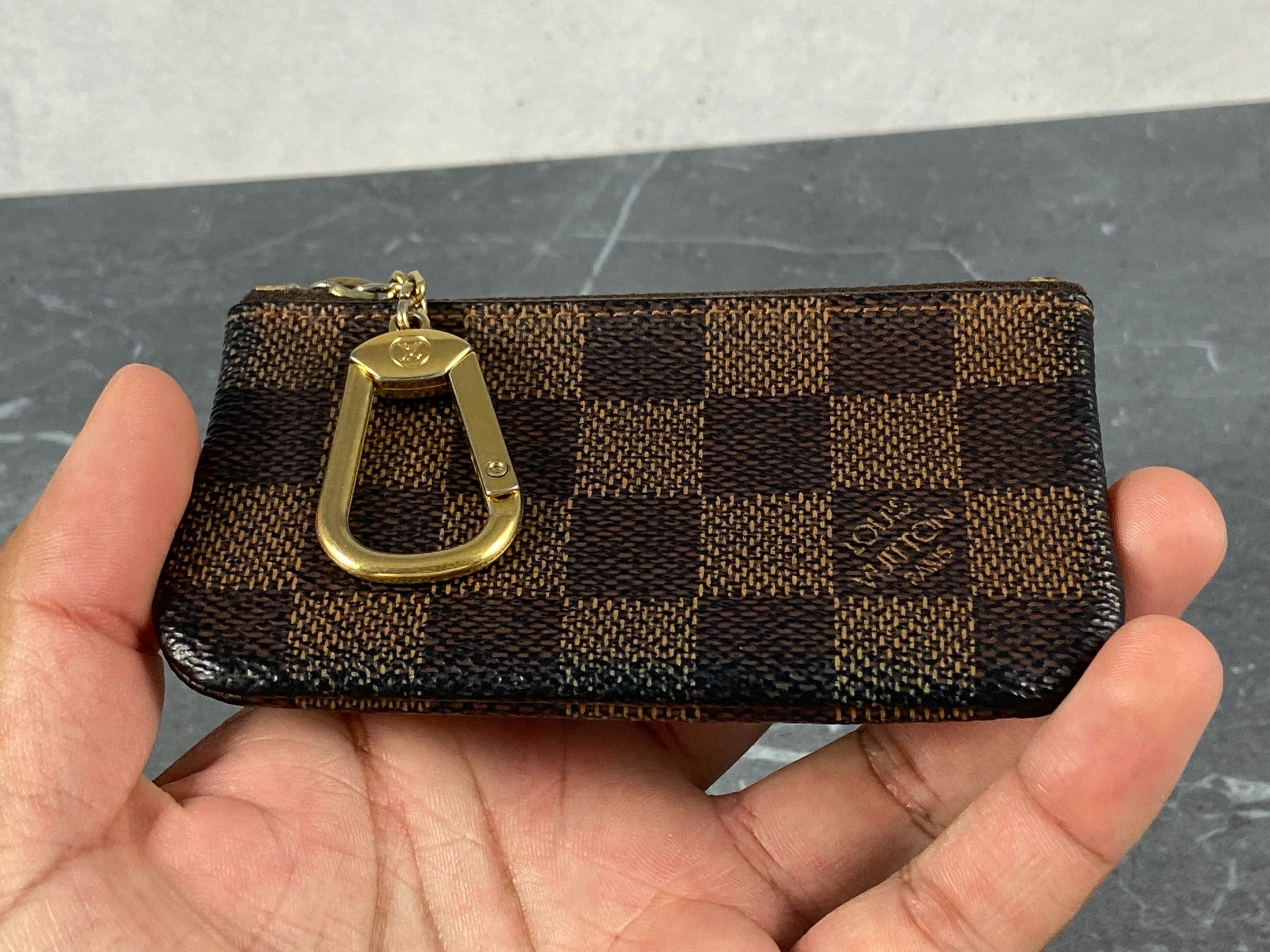 Louis Vuitton Pochette Cles Key Pouch Damier Ebene Canvas