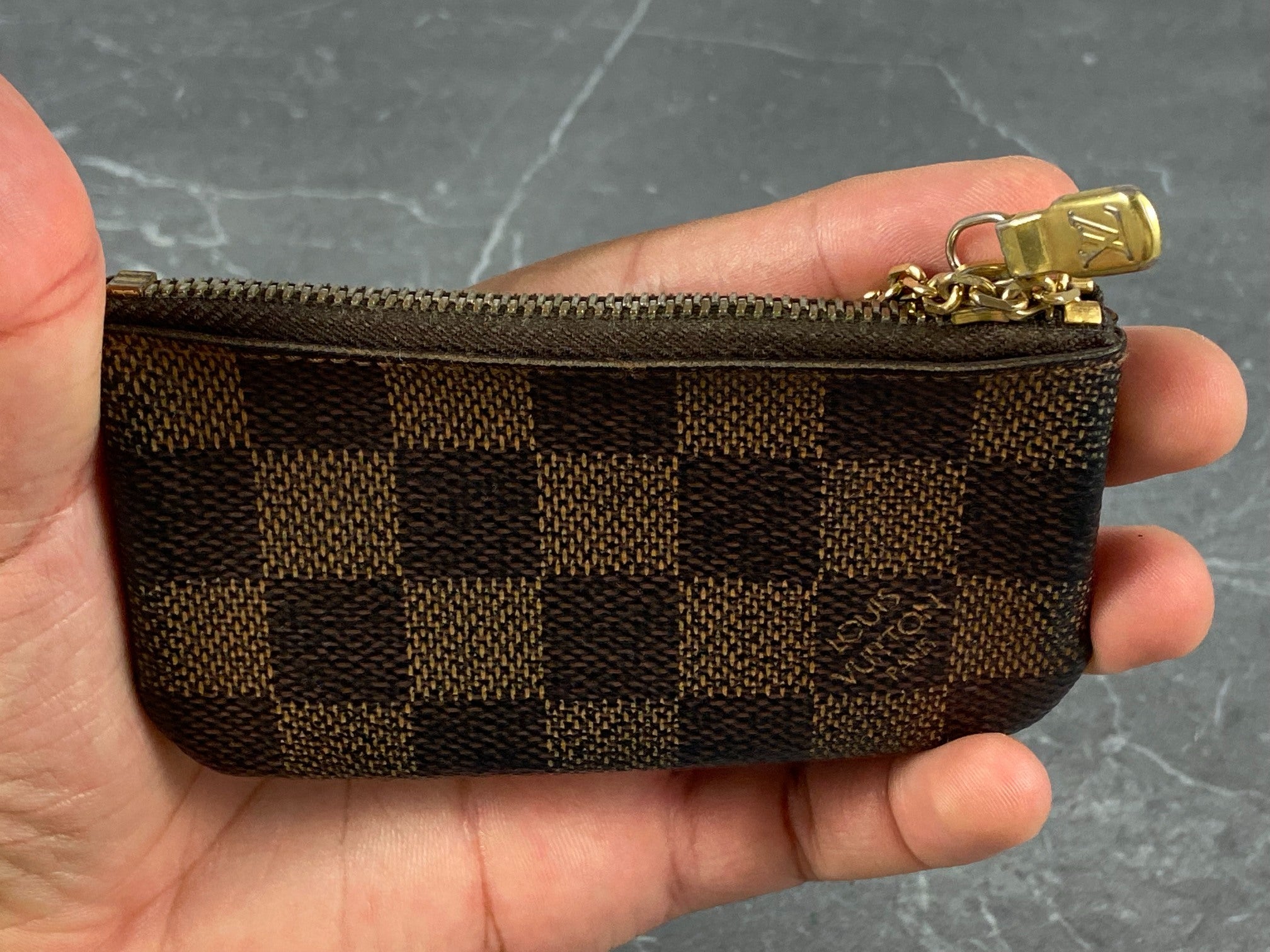 Louis Vuitton Pochette Cles Key Pouch Damier Ebene Canvas