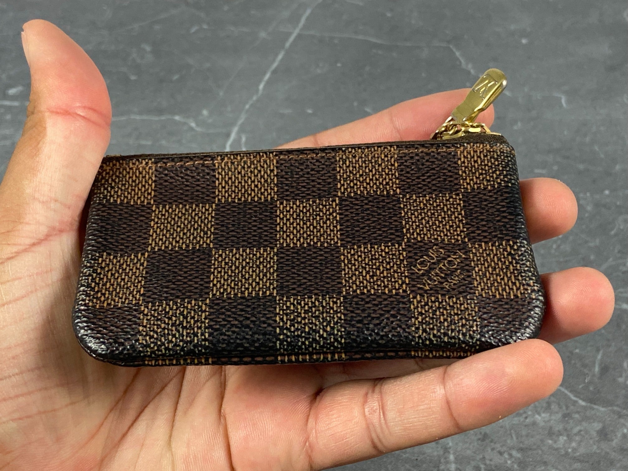 Louis Vuitton Pochette Cles Key Pouch Damier Ebene Canvas