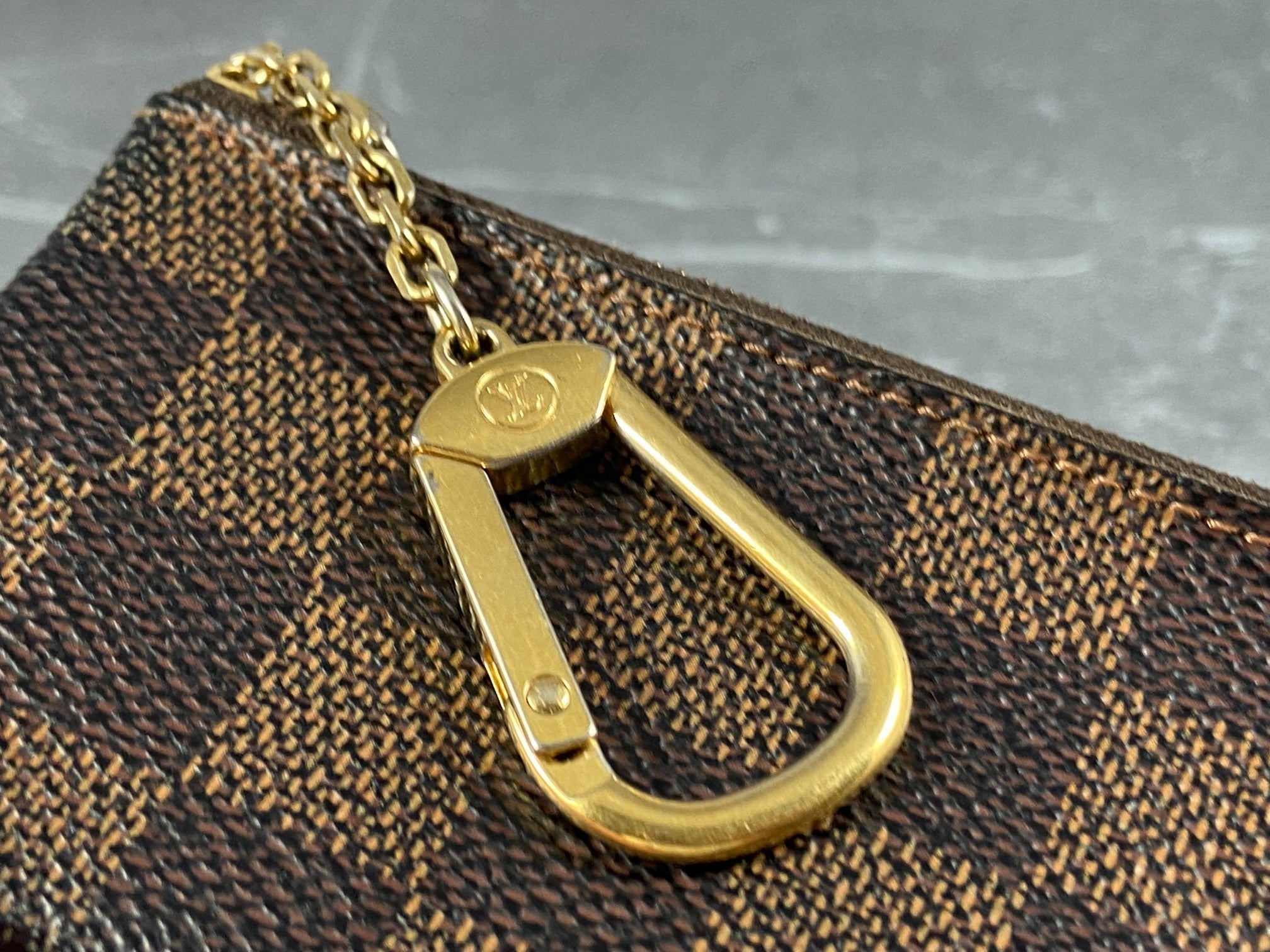 Louis Vuitton Pochette Cles Key Pouch Damier Ebene Canvas