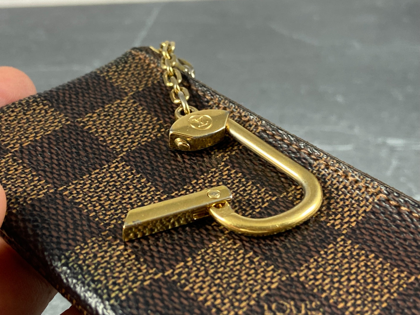 Louis Vuitton Pochette Cles Key Pouch Damier Ebene Canvas