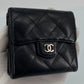 Chanel Timeless / Classic Matelasse Flap Compact Wallet Black Caviar Leather full set