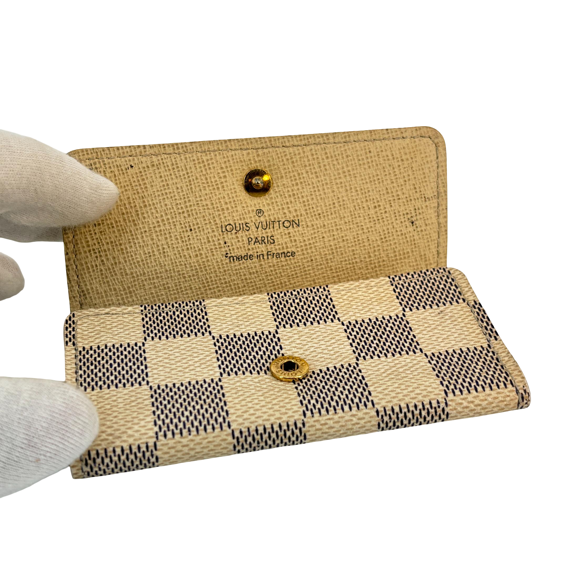 Louis Vuitton 4 Key Holder Damier Azur Canvas