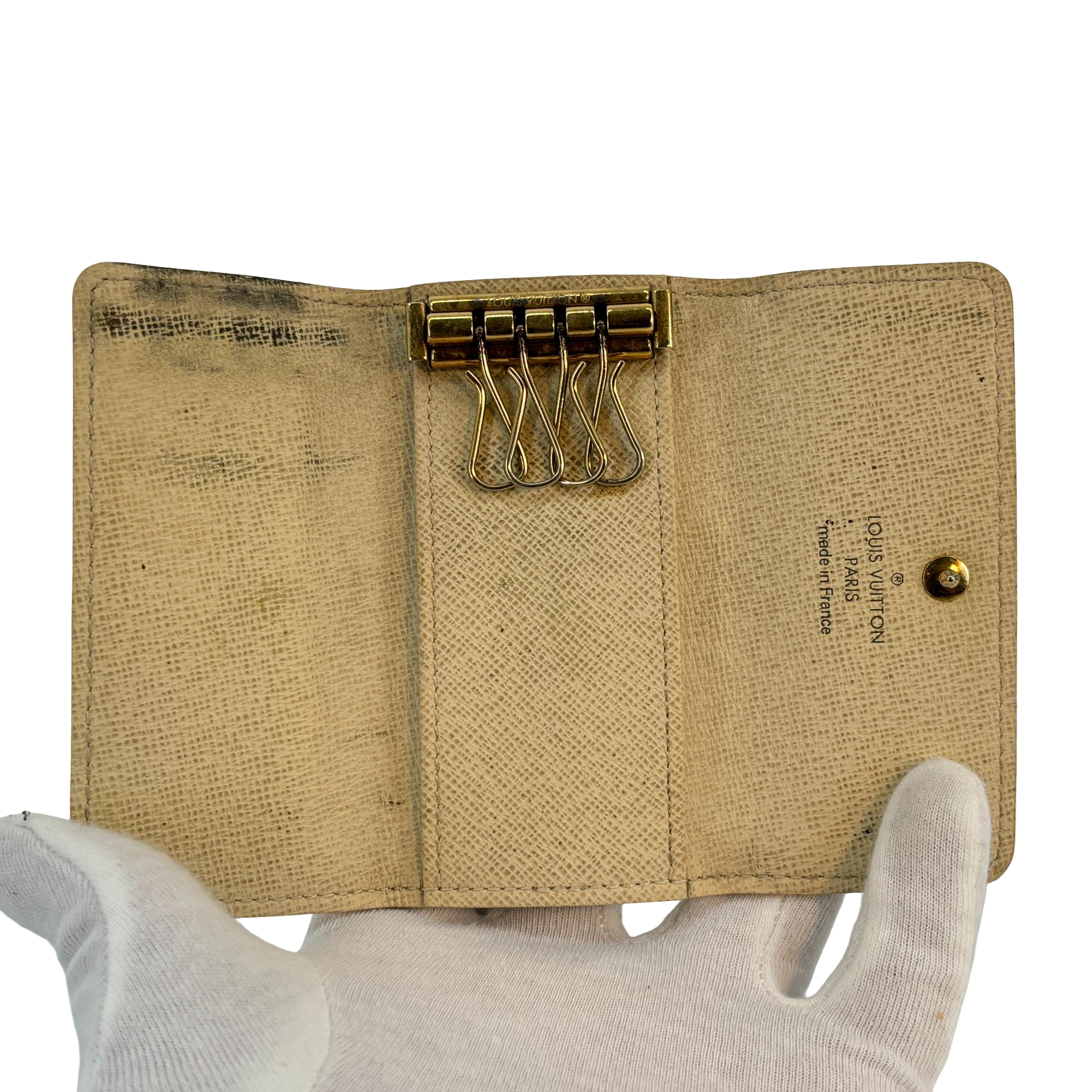 Louis Vuitton 4 Key Holder Damier Azur Canvas