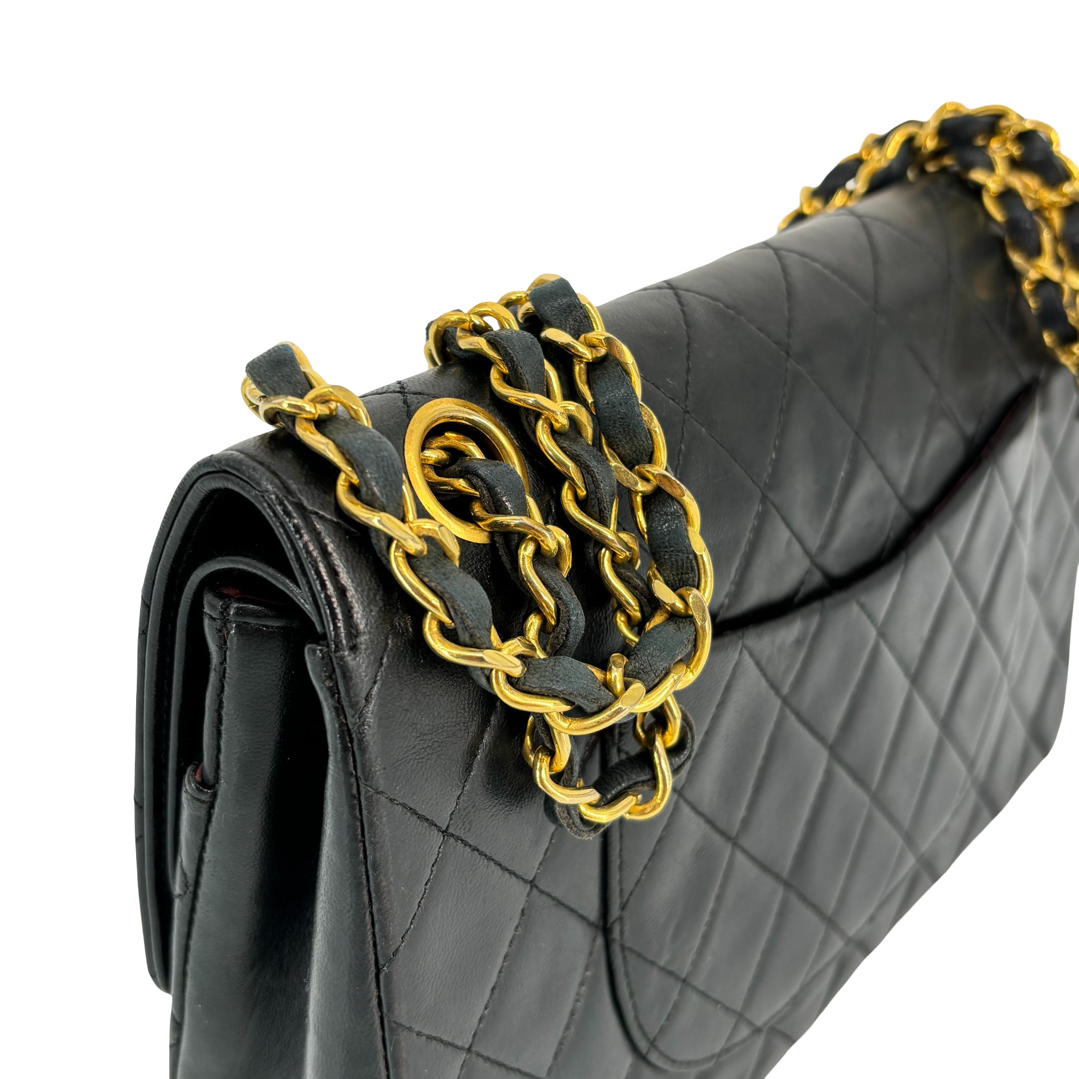 Chanel Timeless / Classique Double Flap Bag Black Matelassé Leather Medium