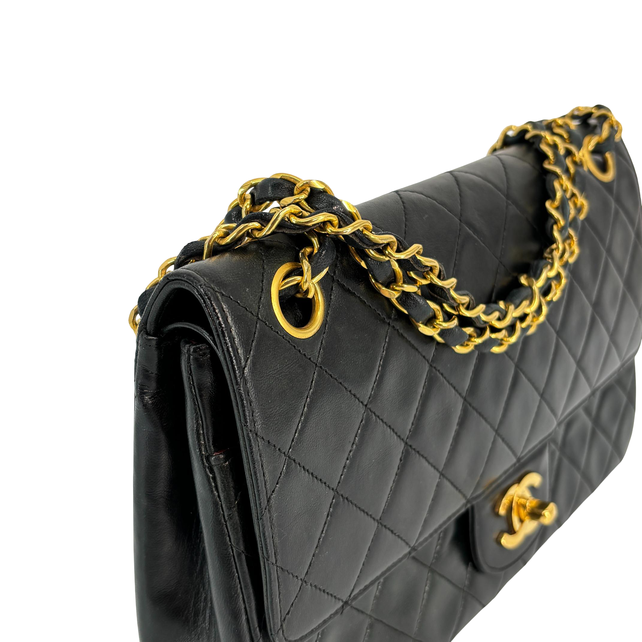 Chanel Timeless / Classique Double Flap Bag Black Matelassé Leather Medium