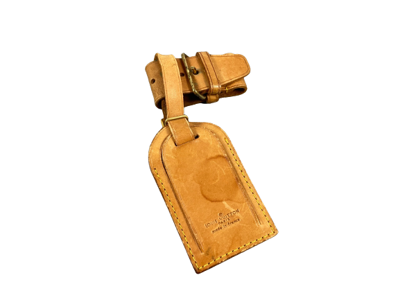 Louis Vuitton Luggage Tag &amp; Handle Belt Beige Vachetta Leather