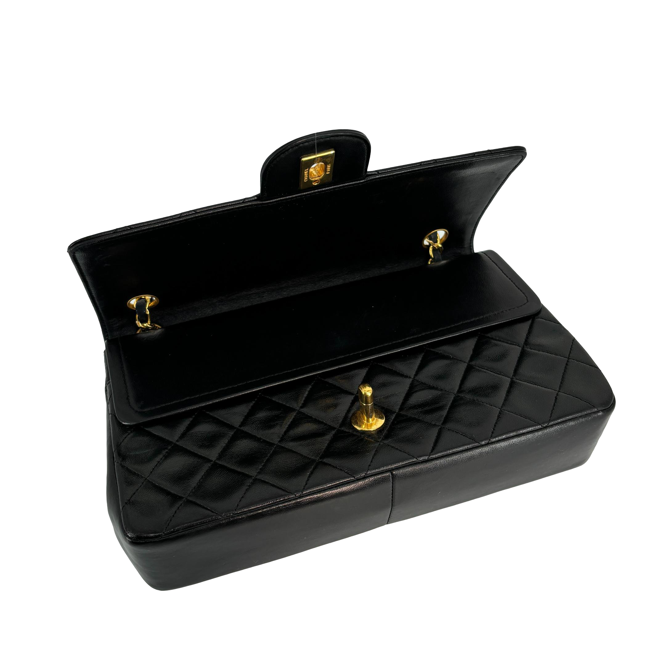 Chanel Timeless / Classique Double Flap Bag Black Matelassé Leather Medium