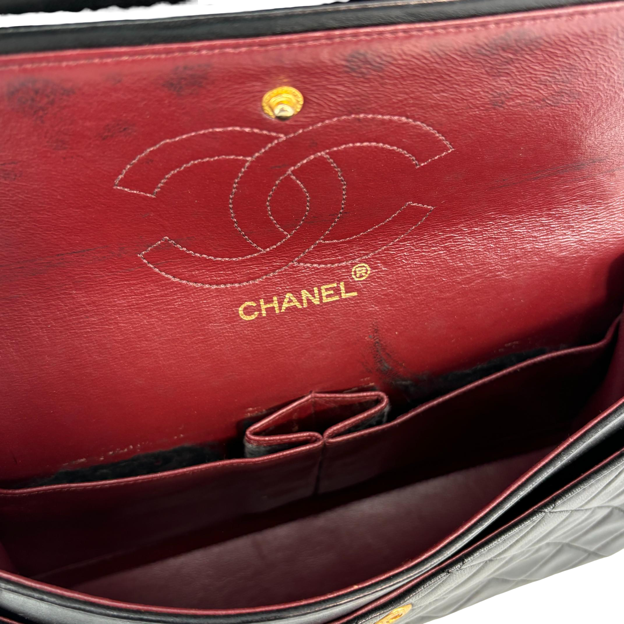 Chanel Timeless / Classique Double Flap Bag Black Matelassé Leather Medium