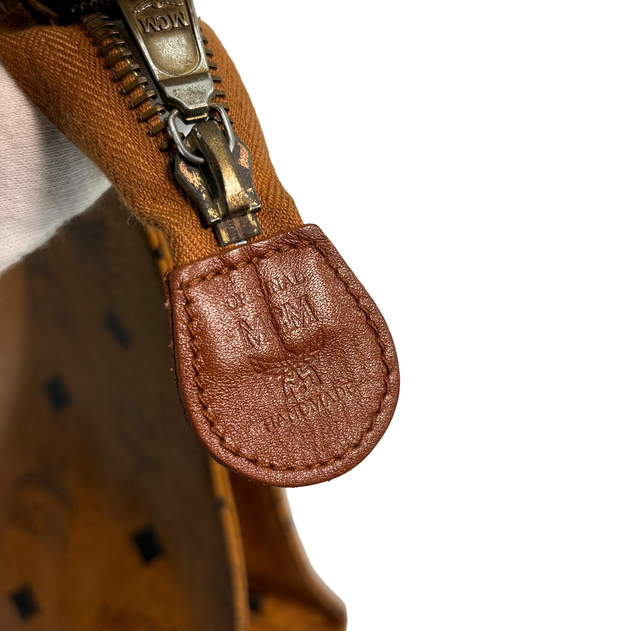 MCM Toiletry Pouch Beige Visetos Cognac Monogram