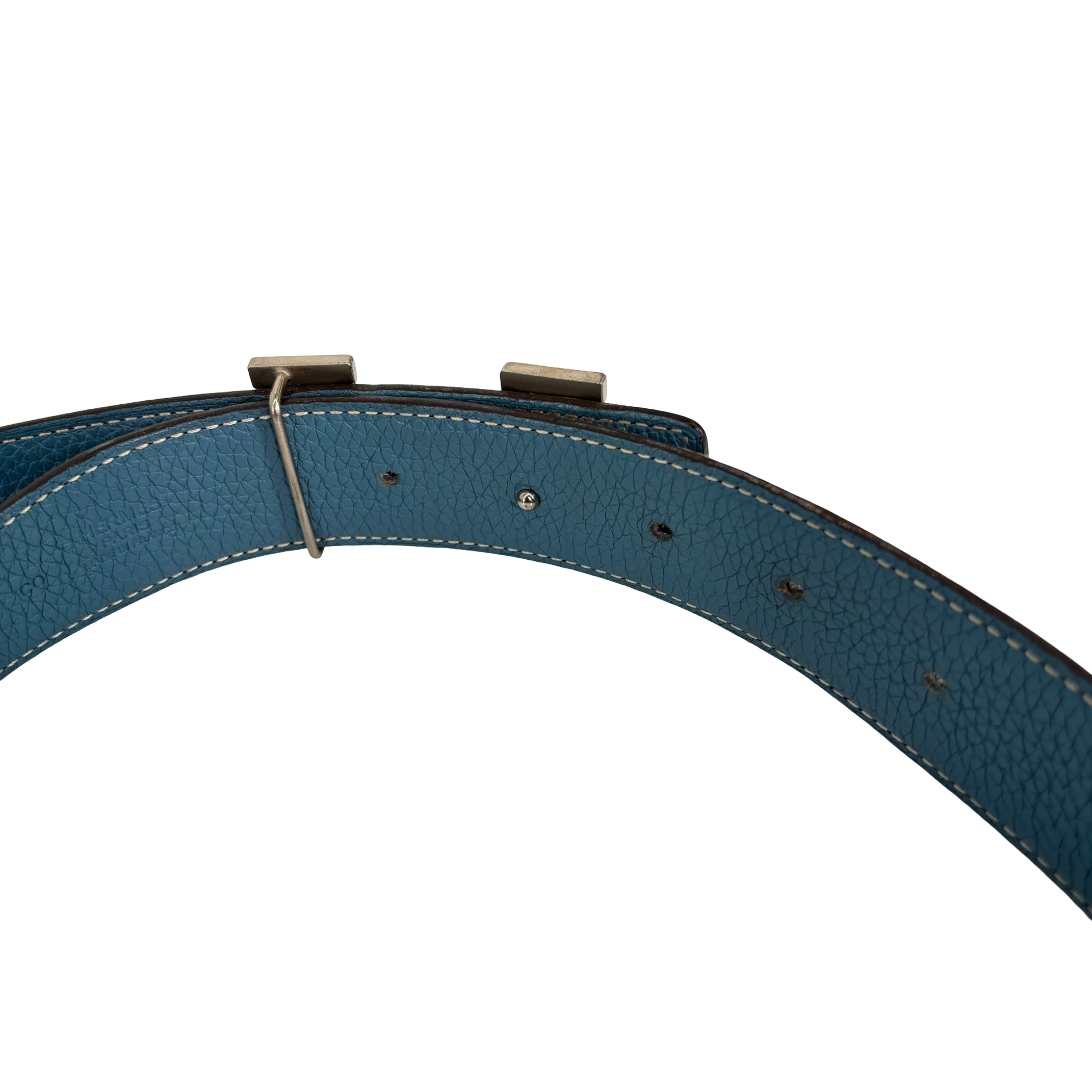 Hermès Constance Belt Blue / Black Leather Size 85