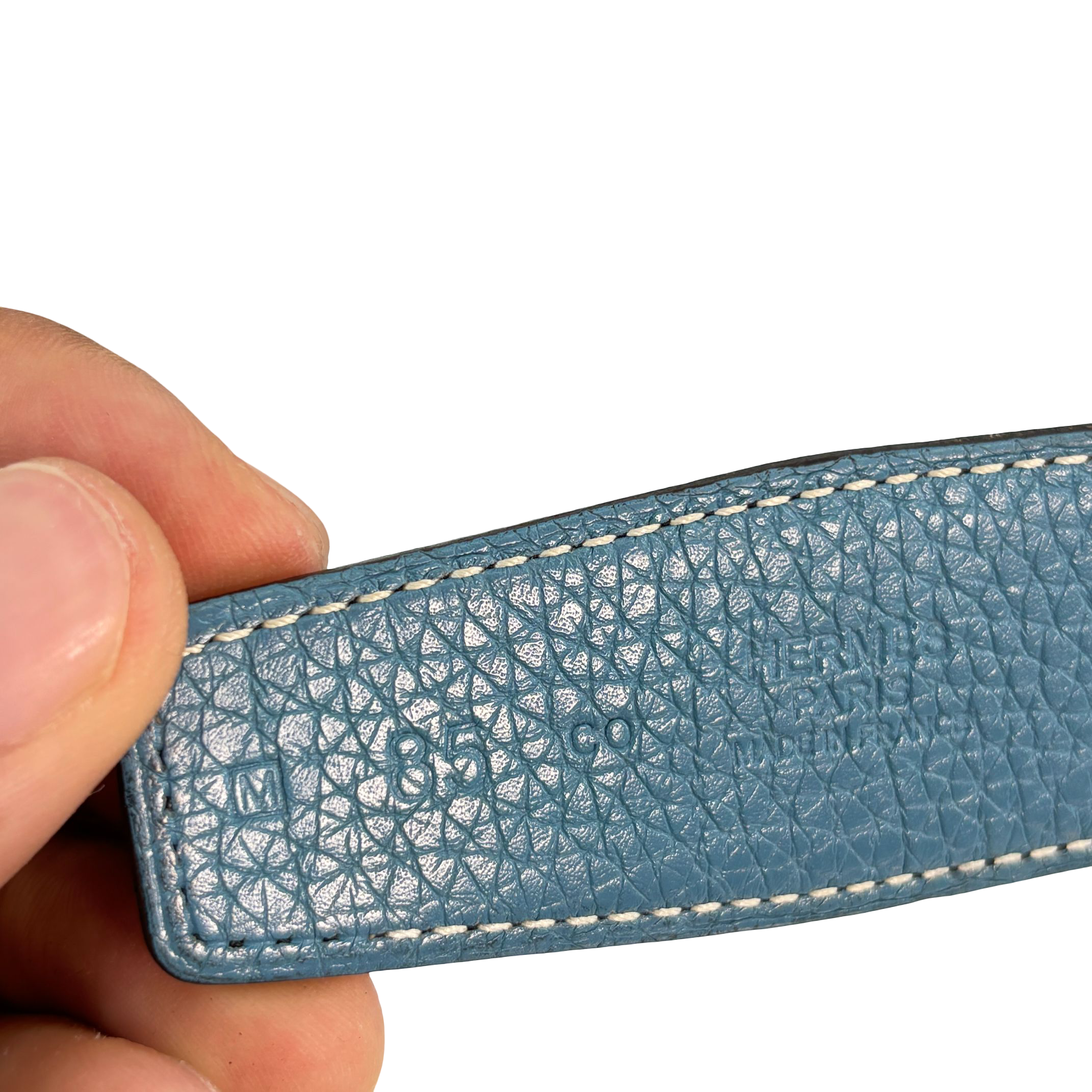 Hermès Constance Belt Blue / Black Leather Size 85