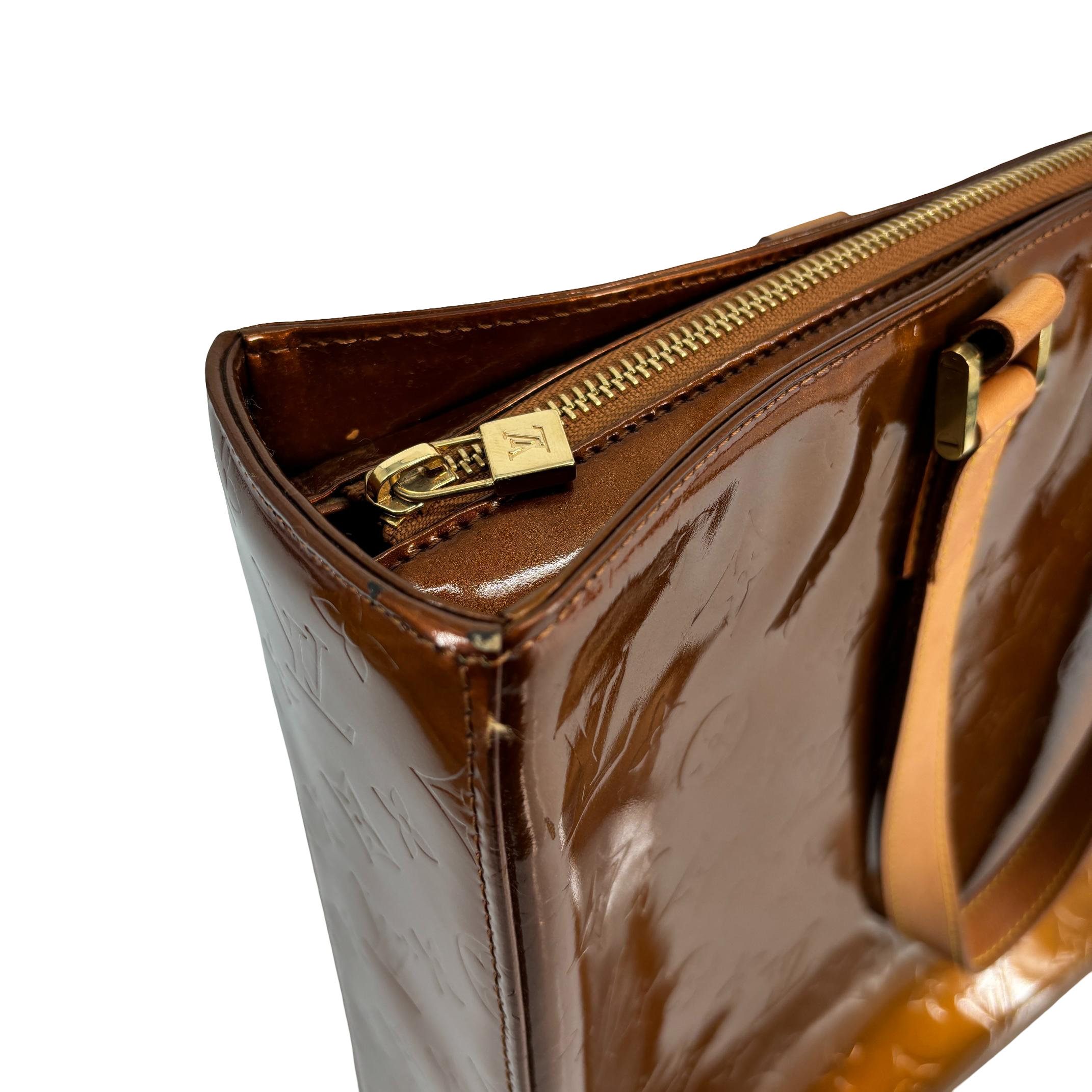 Louis Vuitton Columbus Bag Brown Vernis Leather