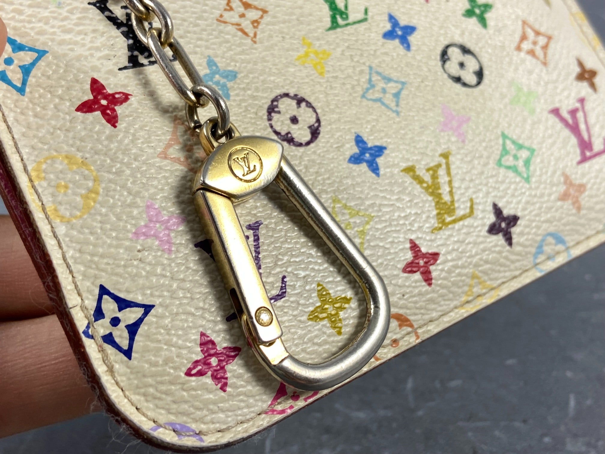 Louis Vuitton Pochette Cles Key Pouch Murakami Multicolor White