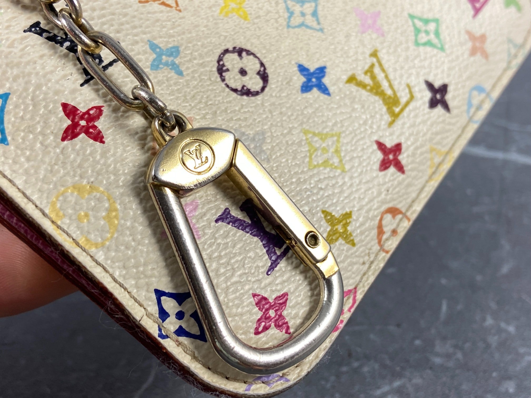 Louis Vuitton Pochette Cles Key Pouch Murakami Multicolor White