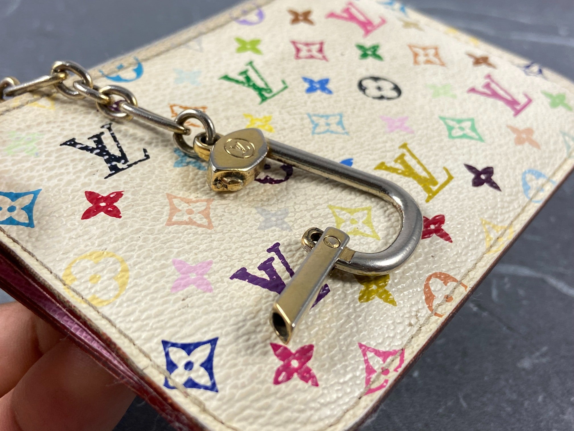 Louis Vuitton Pochette Cles Key Pouch Murakami Multicolor White