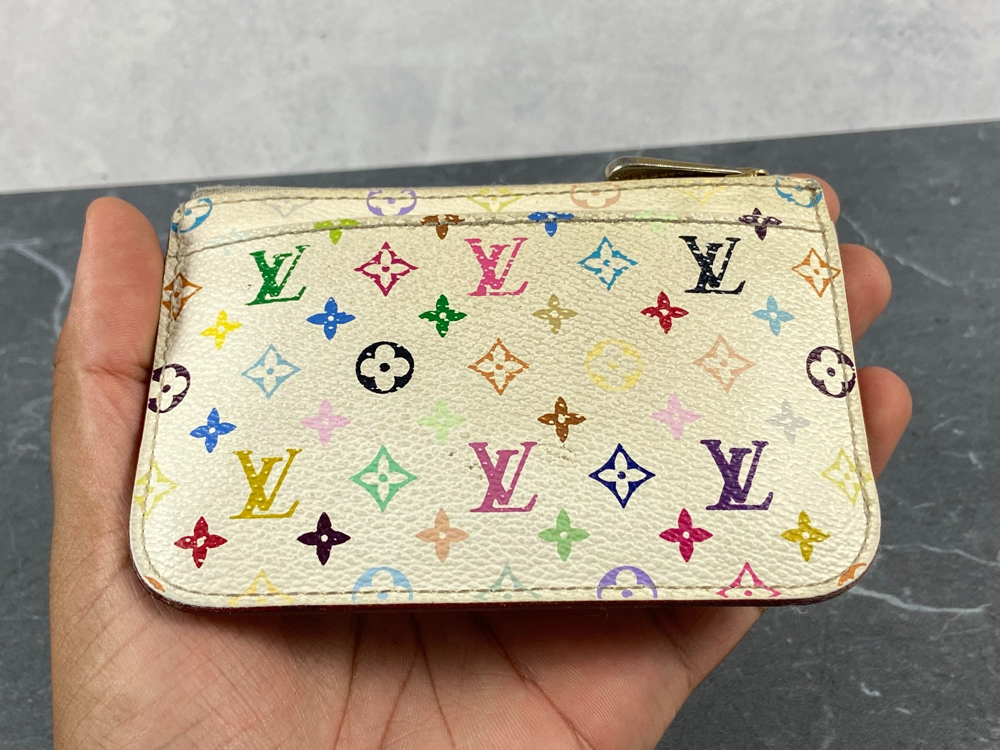 Louis Vuitton Pochette Cles Key Pouch Murakami Multicolor White