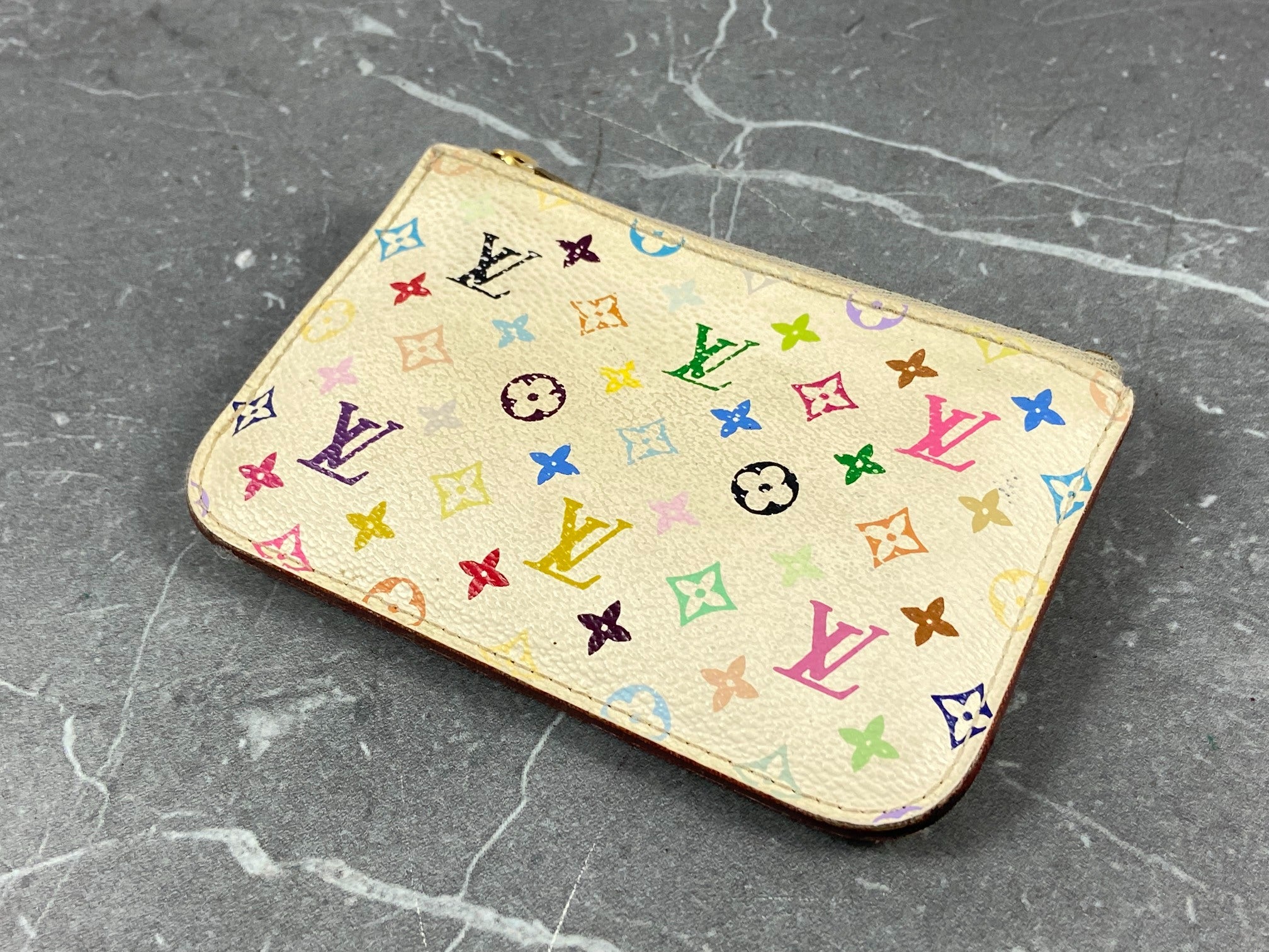 Louis Vuitton Pochette Cles Key Pouch Murakami Multicolor White