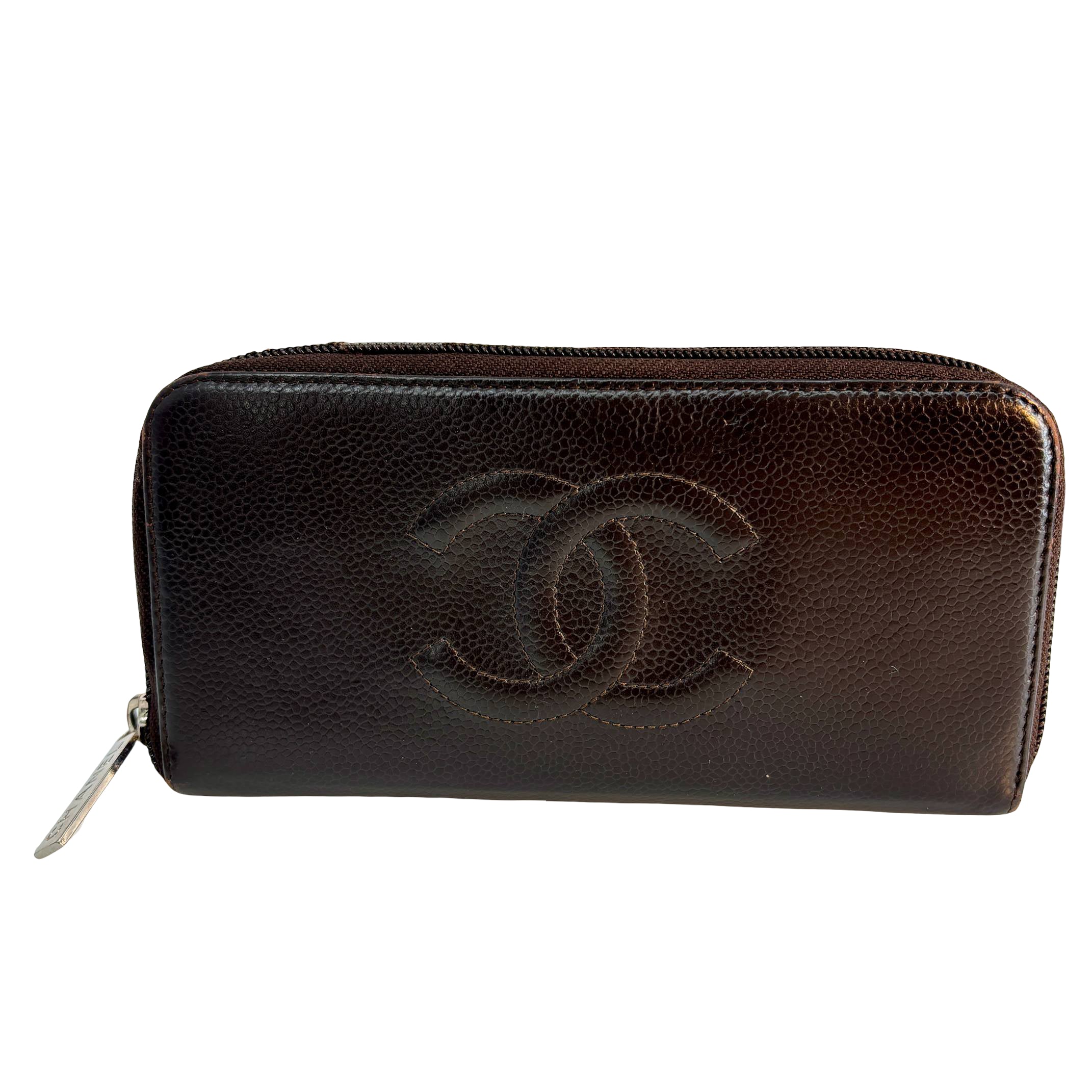 Chanel CC Zippy Wallet Brown Caviar Leather